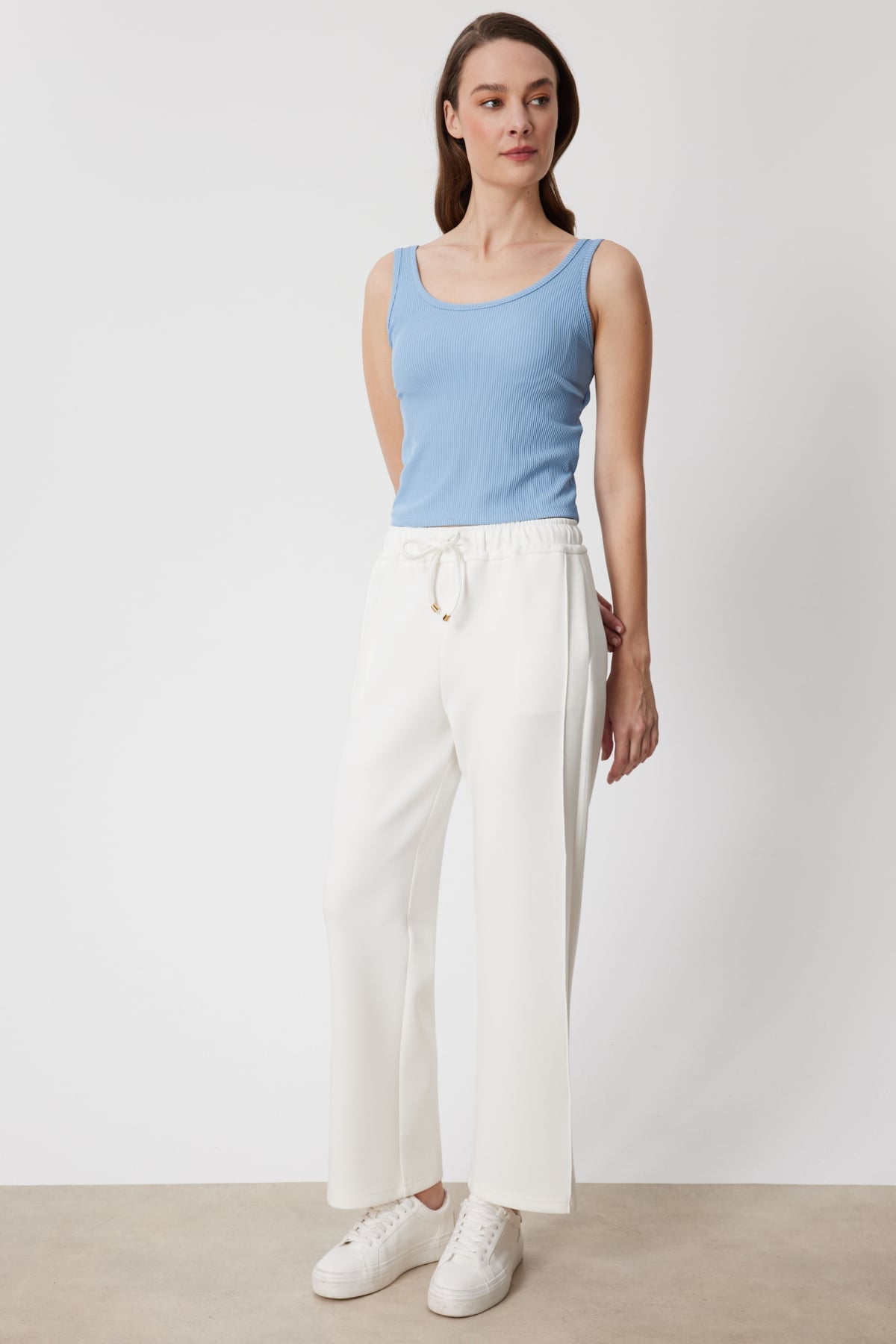 Askılı Crop Bluz - Mavi