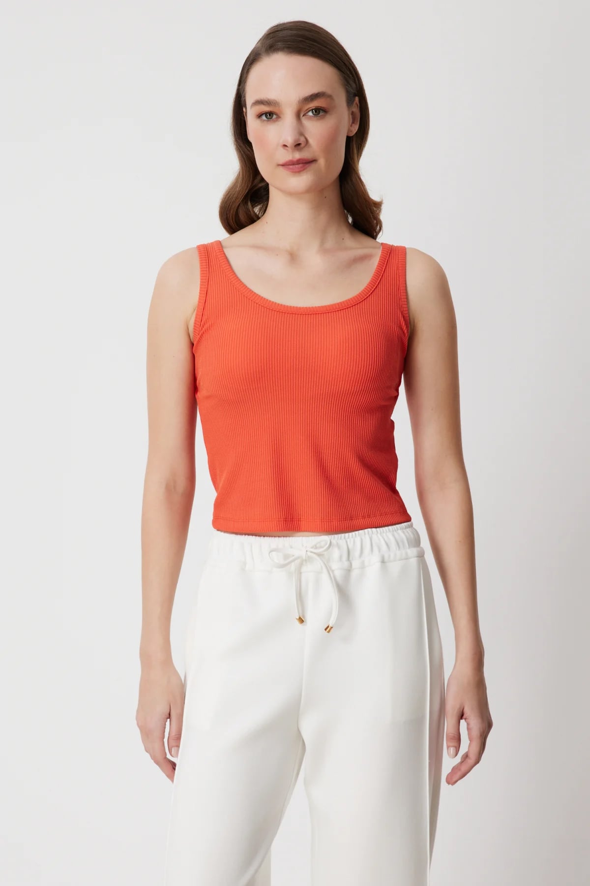 Askılı Crop Bluz - Oranj