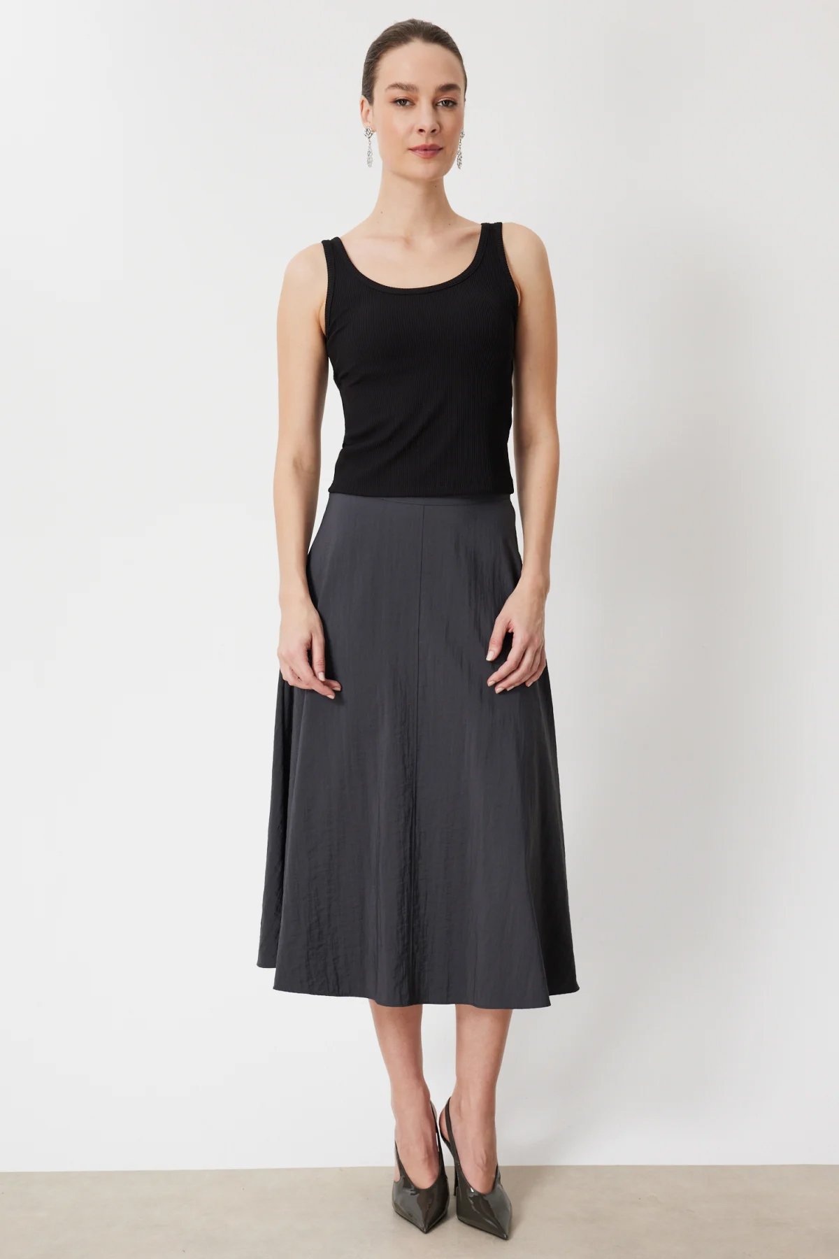 Askılı Crop Bluz - Siyah