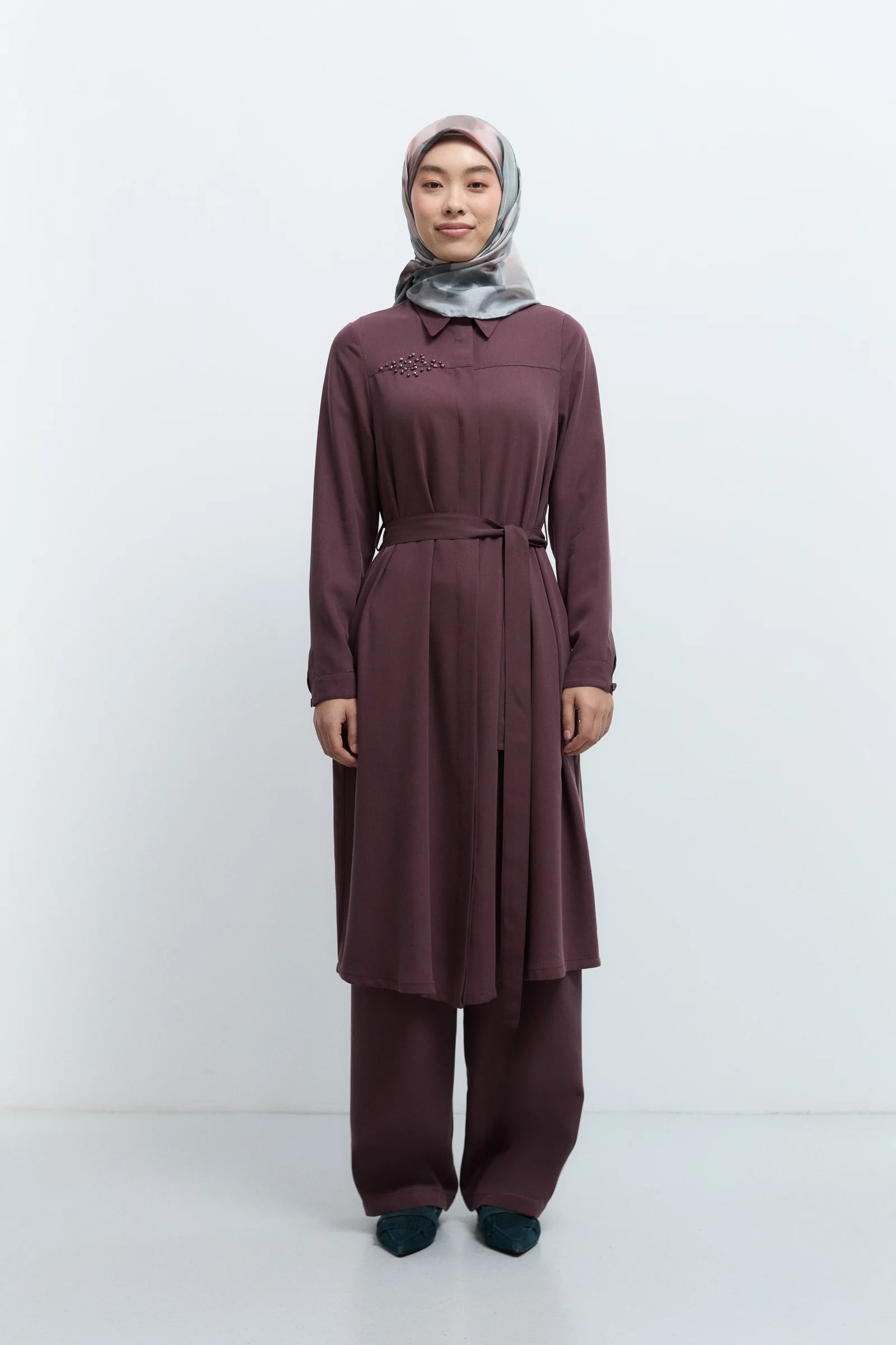 Beli Kemerli Tunik - Mürdüm
