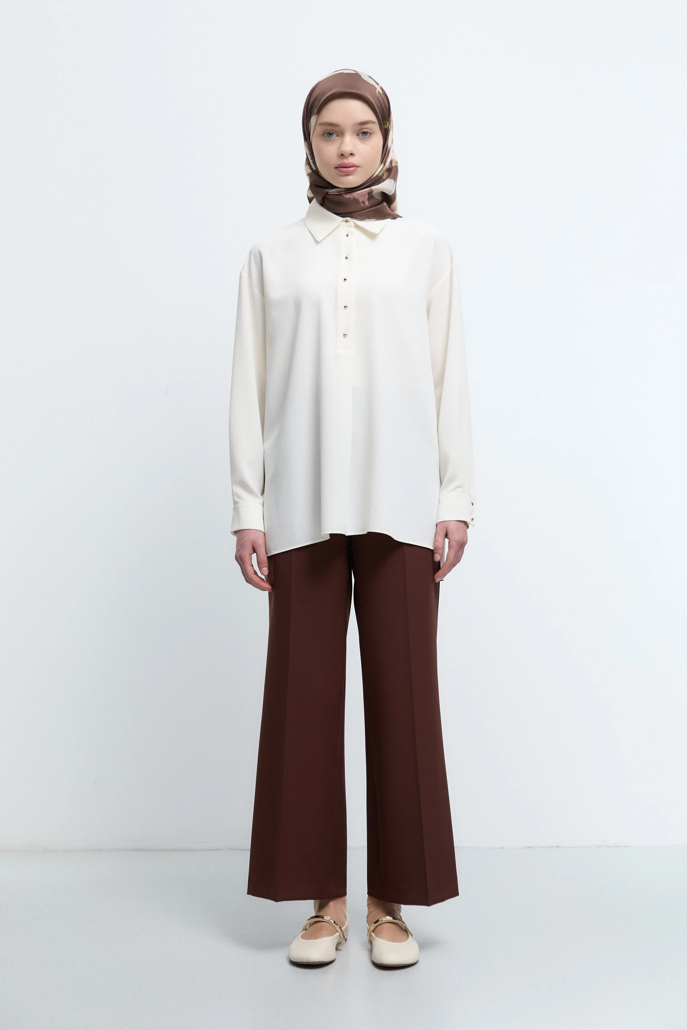 Beli Lastikli Culotte Pantolon - Kahve