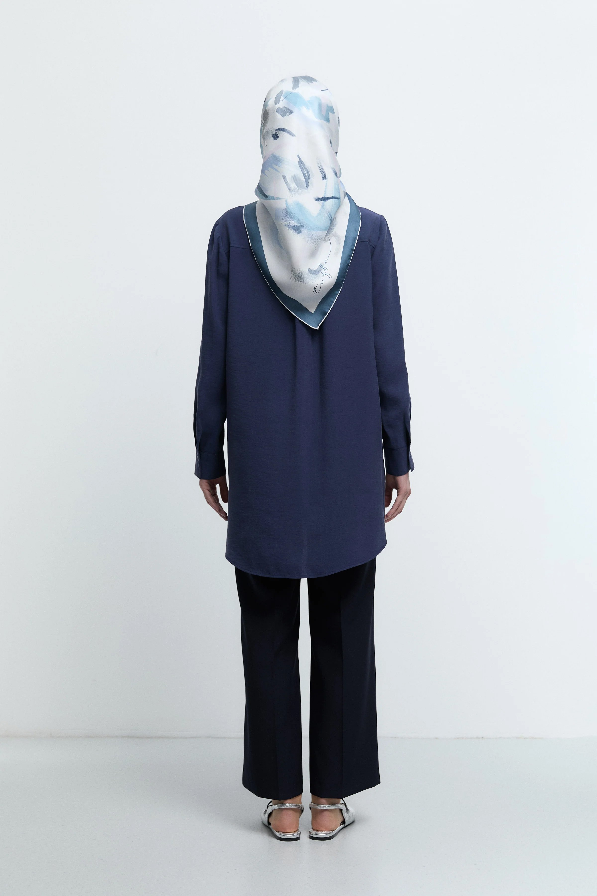 Beli Lastikli Culotte Pantolon - Lacivert