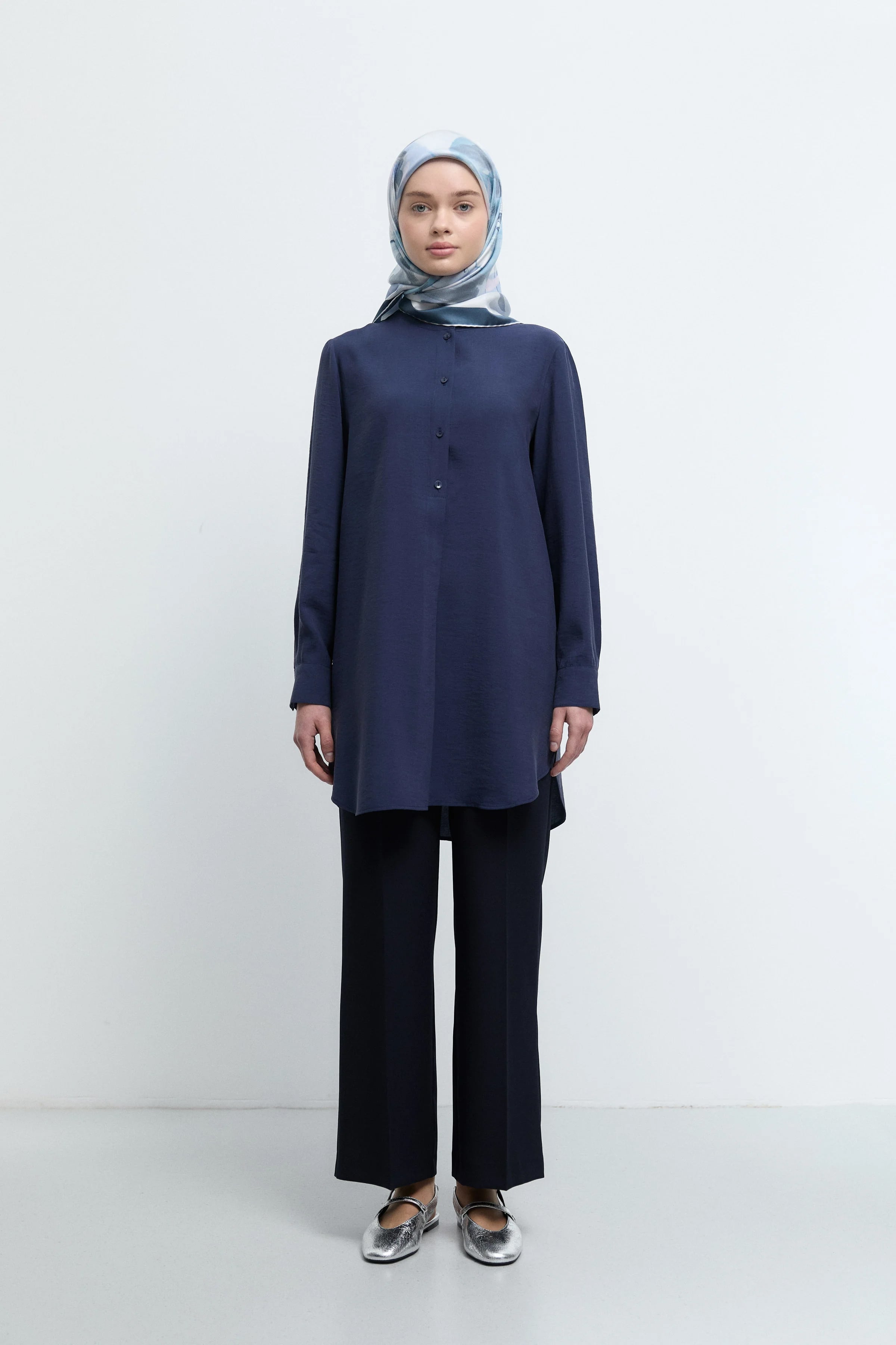 Beli Lastikli Culotte Pantolon - Lacivert