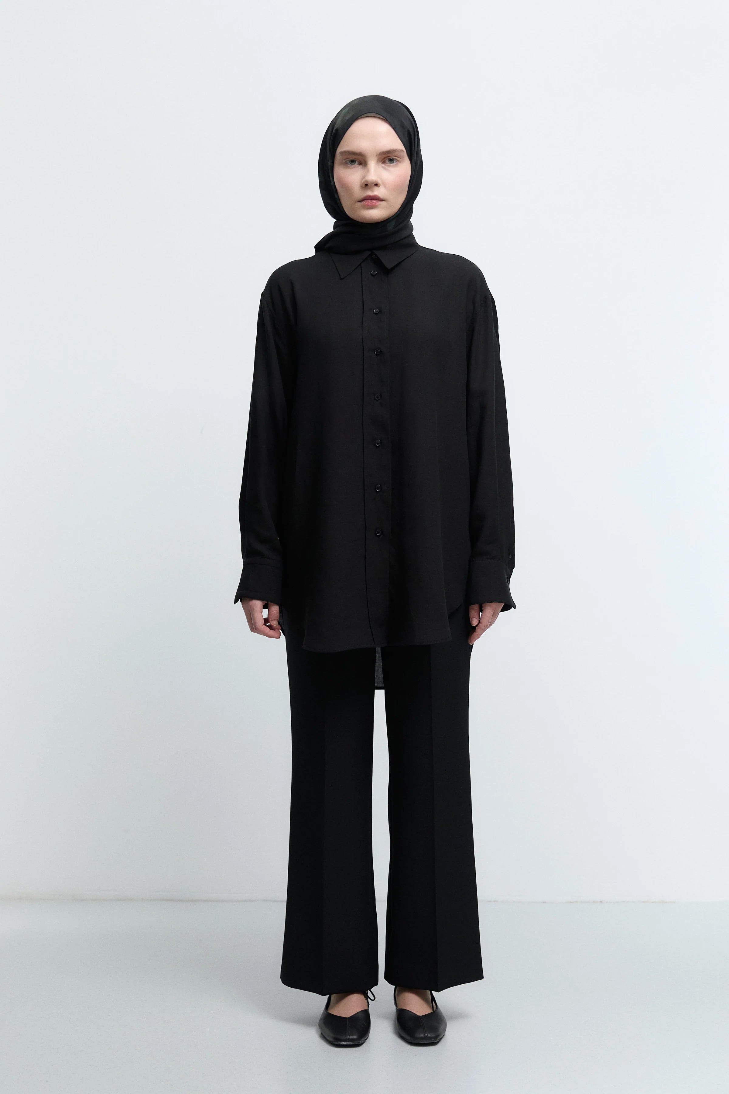 Beli Lastikli Culotte Pantolon - Siyah