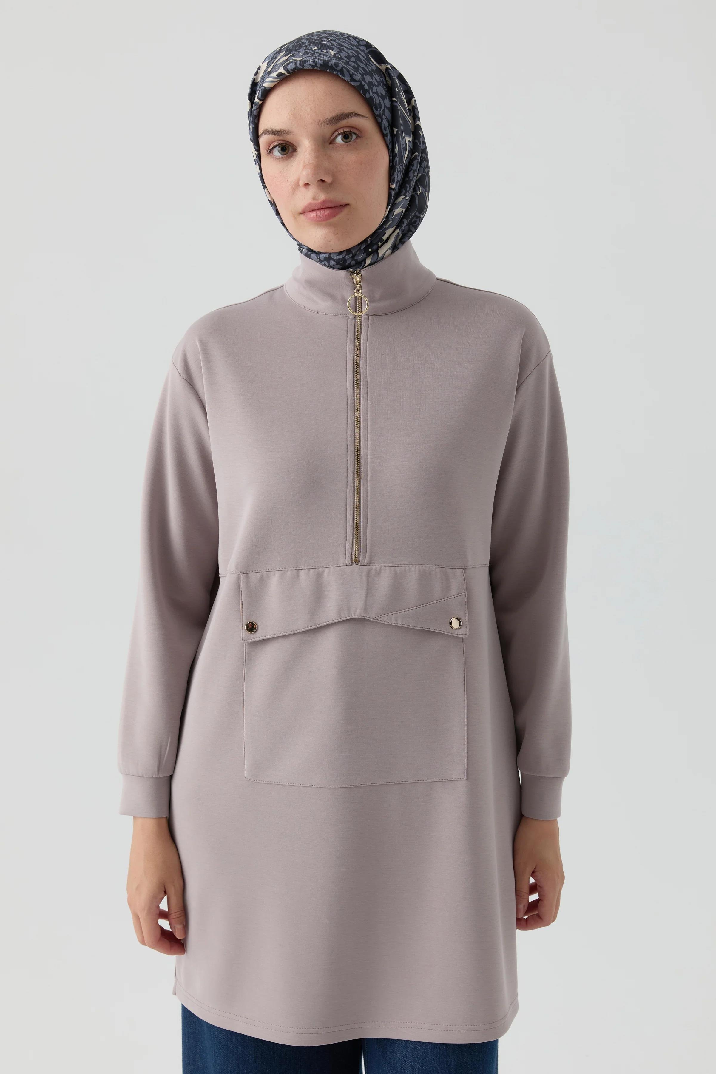 Cep Detaylı Tunik - Vizon