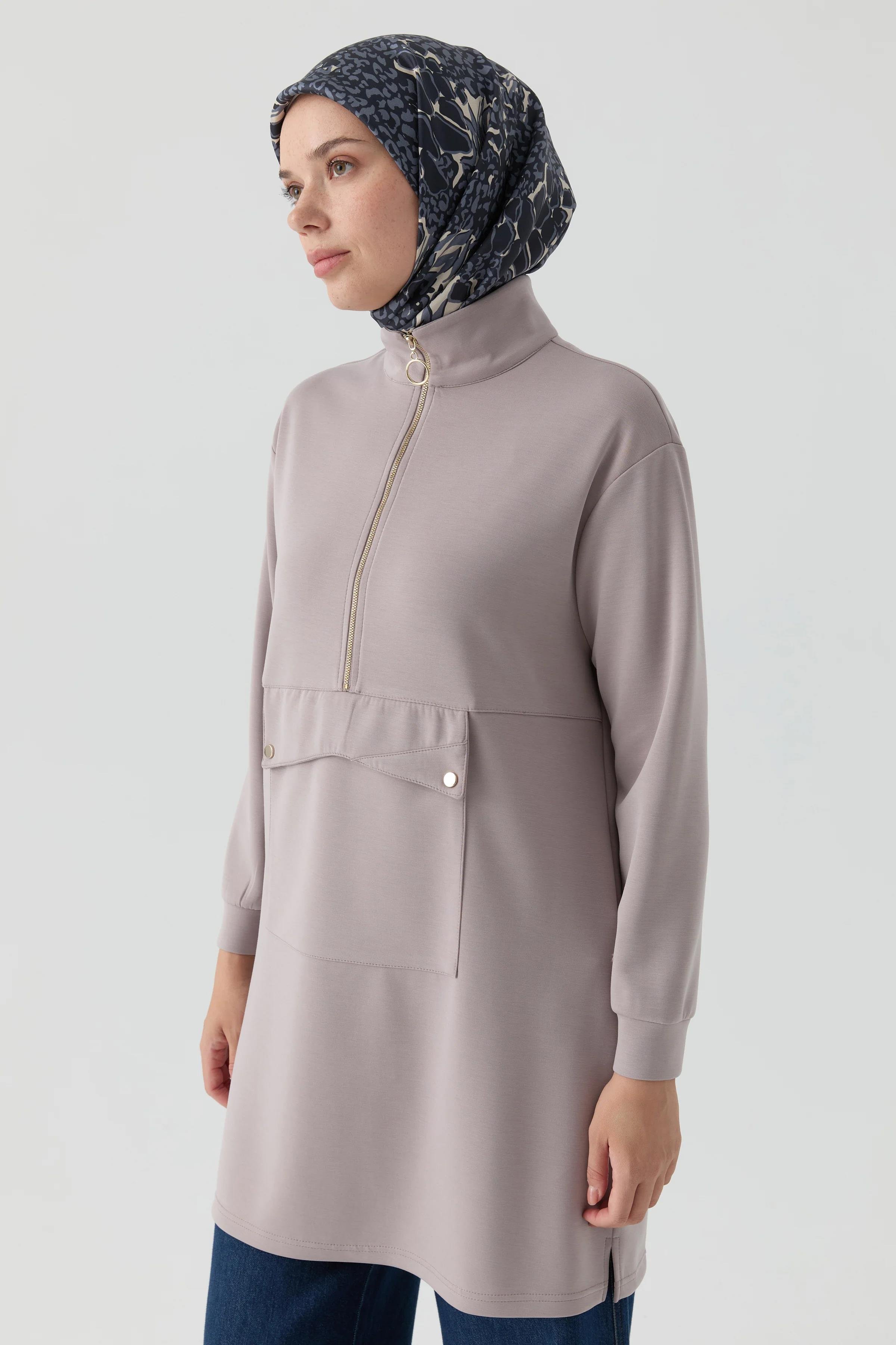 Cep Detaylı Tunik - Vizon