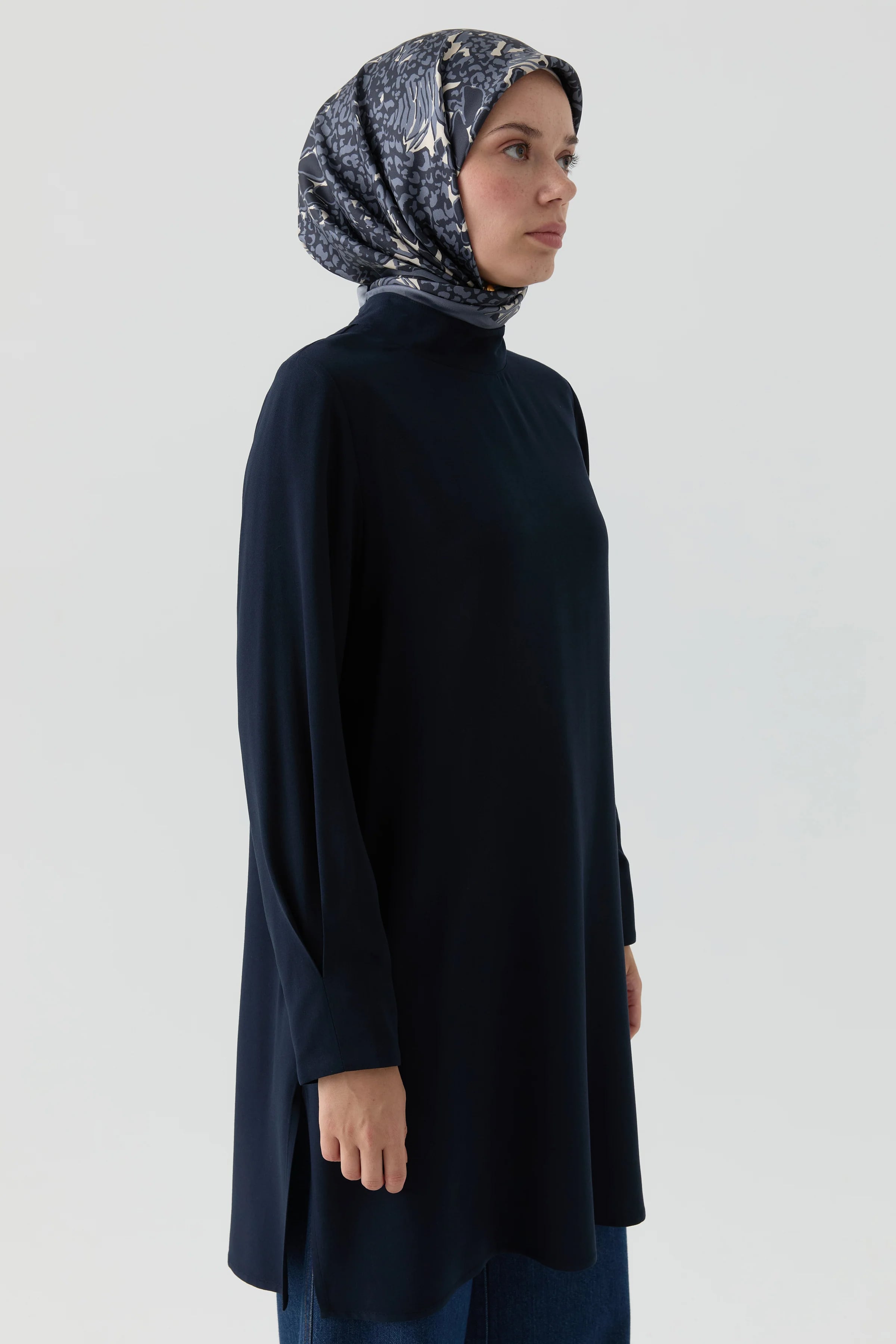 Dik Yakalı Tunik - Lacivert