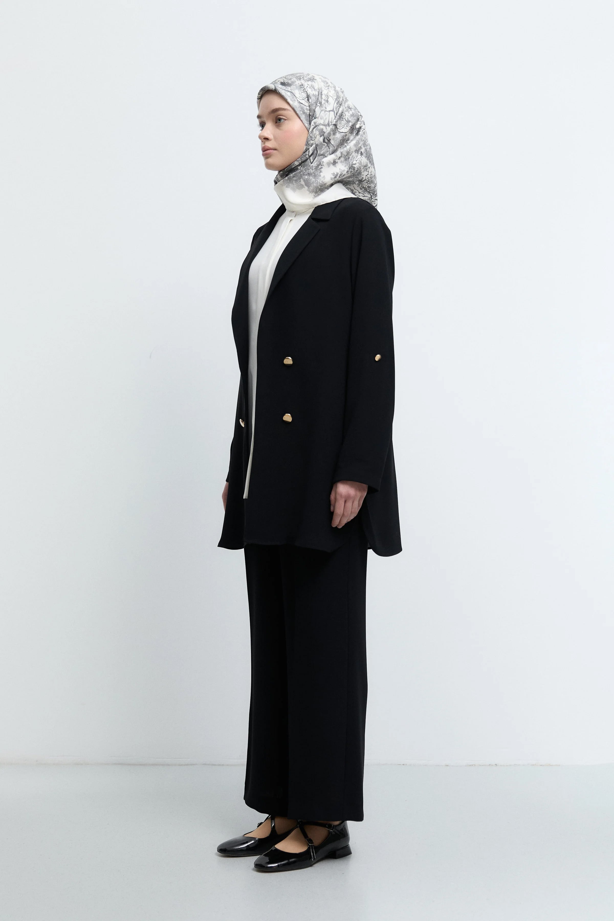 Düğmeli Ceket - Siyah