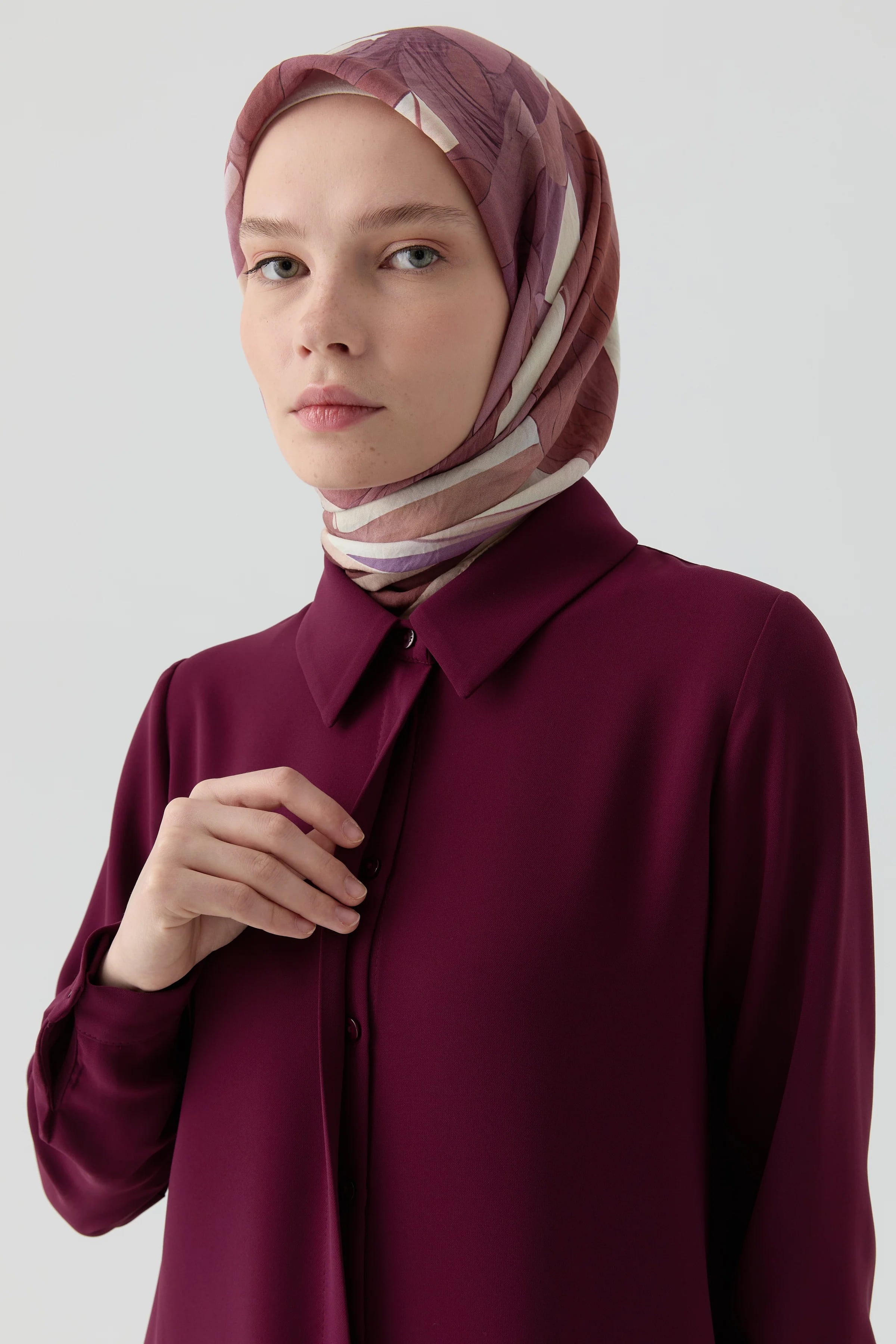 Gizli Patlı Basıc Tunik - Mürdüm