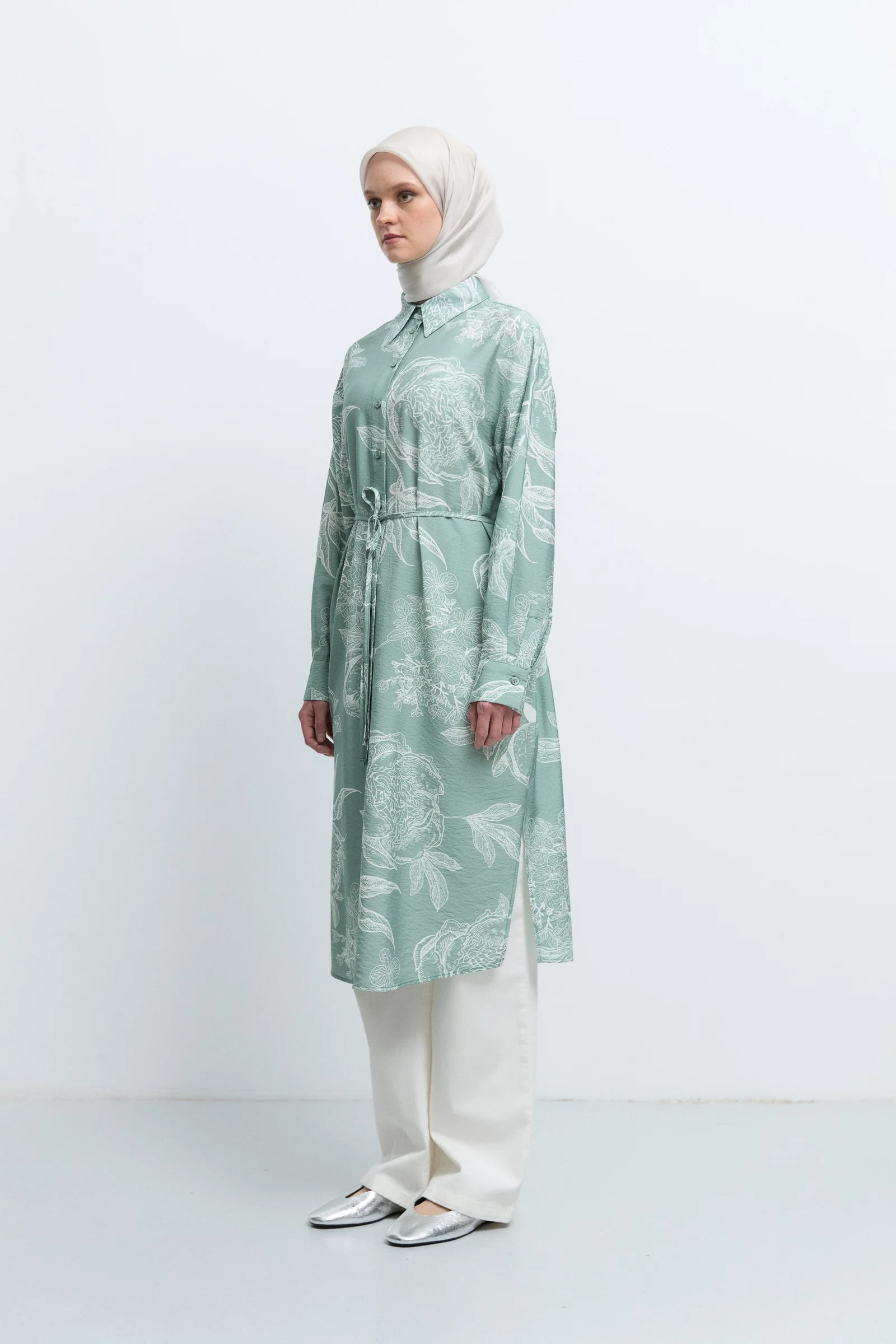 Gömlek Yaka Tunik - Mint