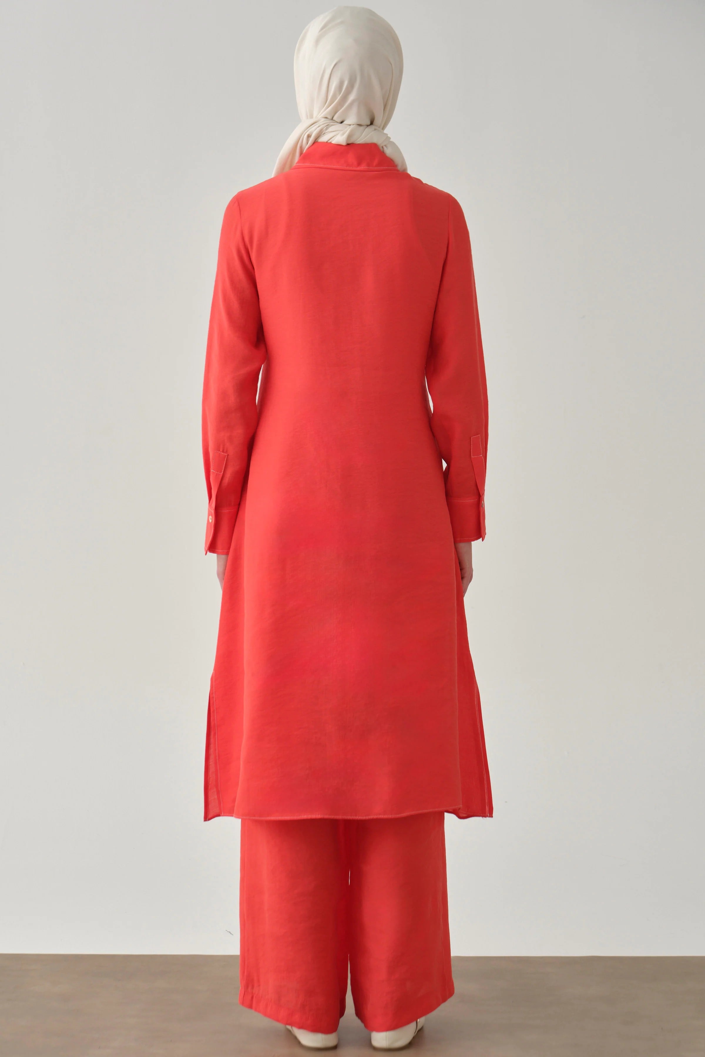 Kemerli Tunik Pantolon Takım - Mercan