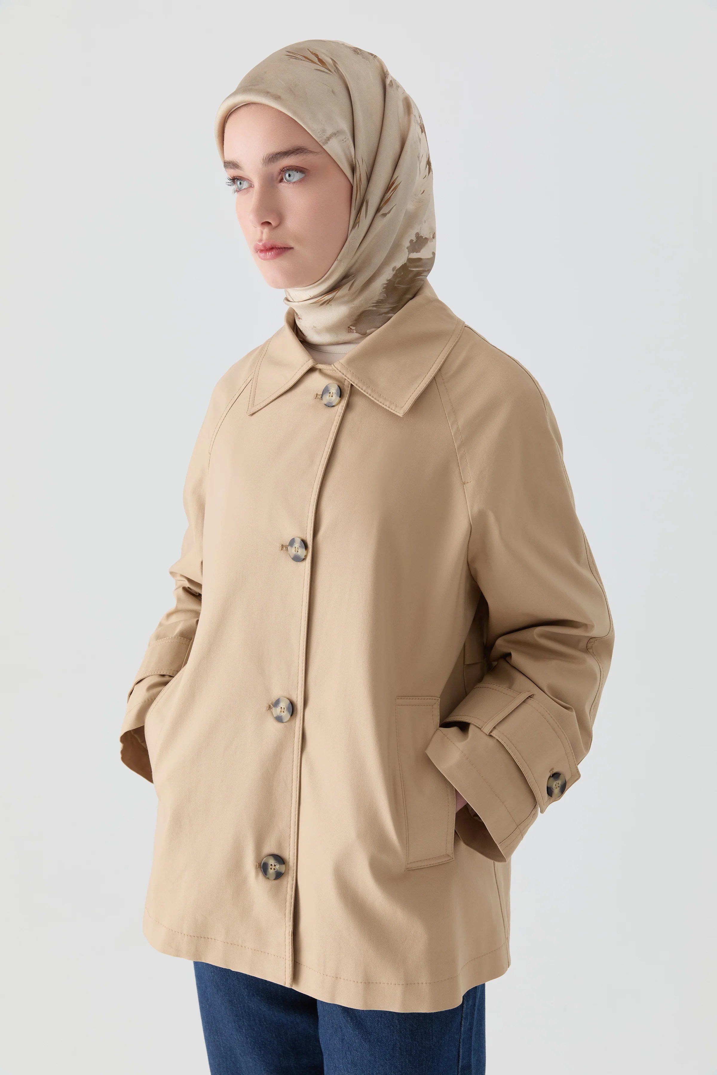 Kısa Trençkot - Camel
