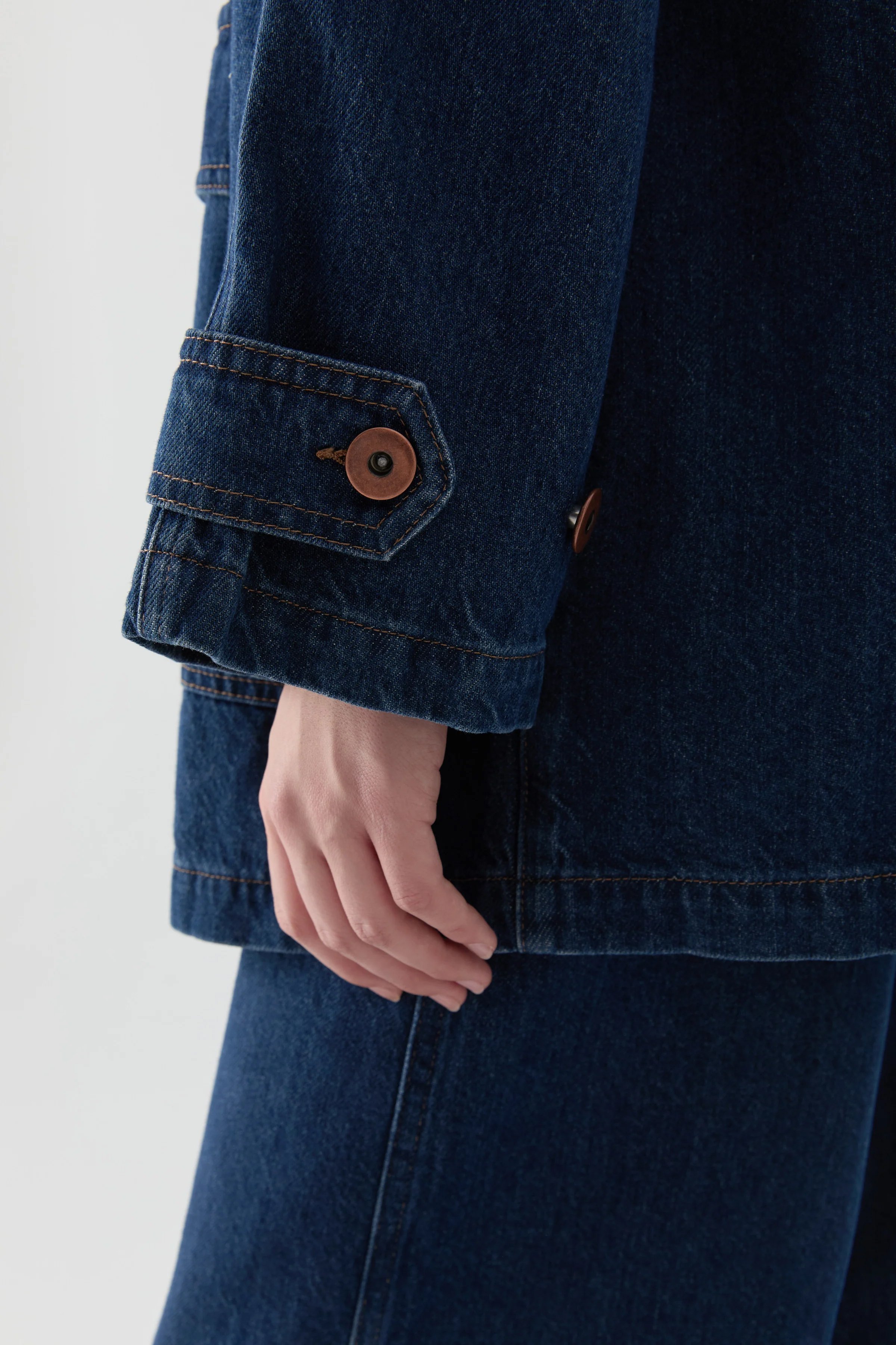 Kol Bantlı Denim Ceket - Lacivert