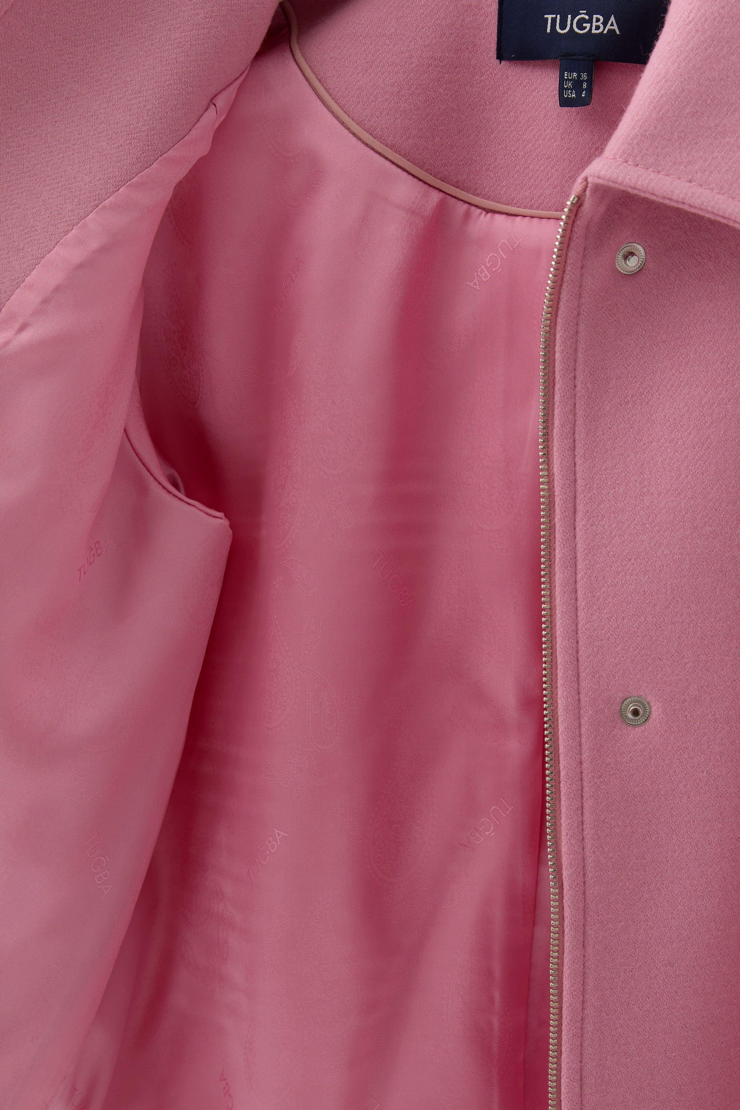 Kol Düğmeli Mini Keçe Ceket - Pembe