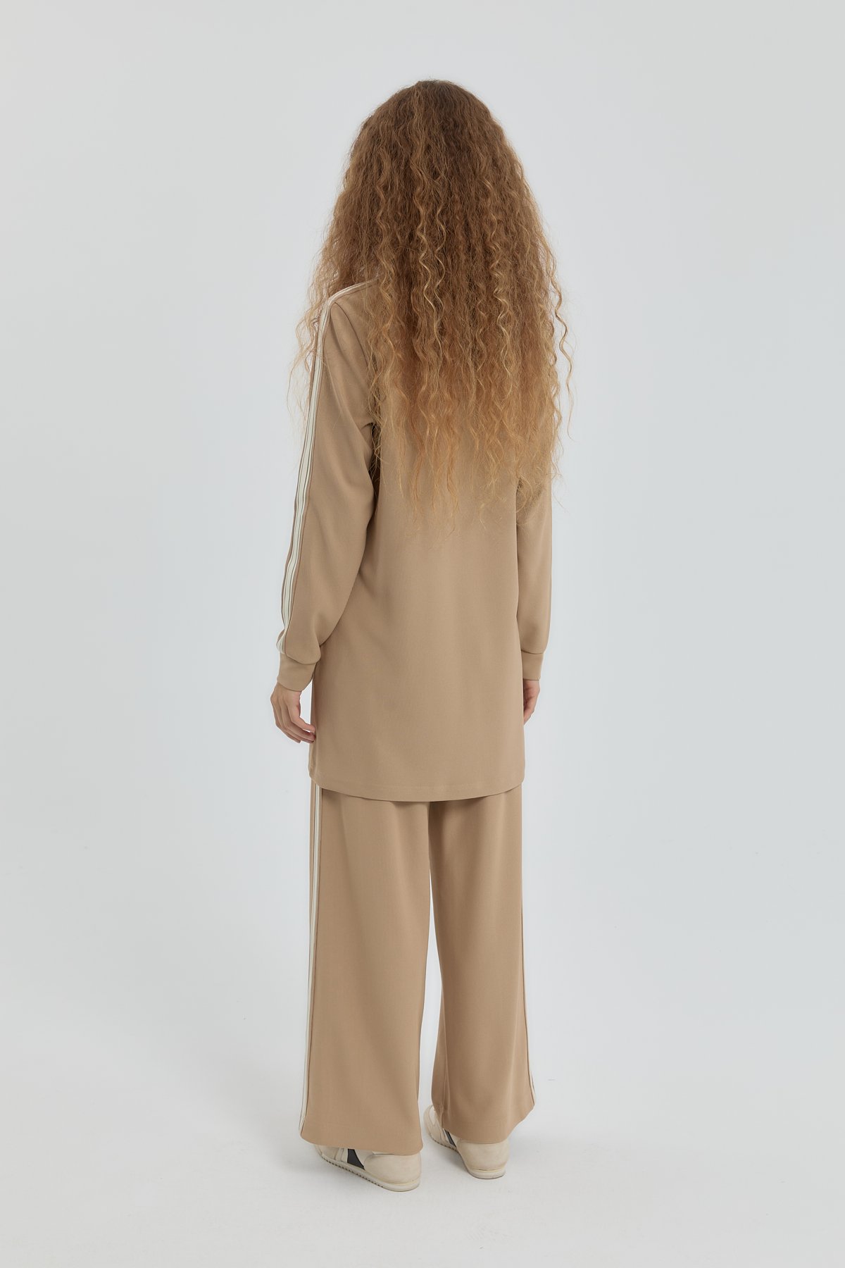 Logolu Örme Pantolon Tunik Takım - Camel
