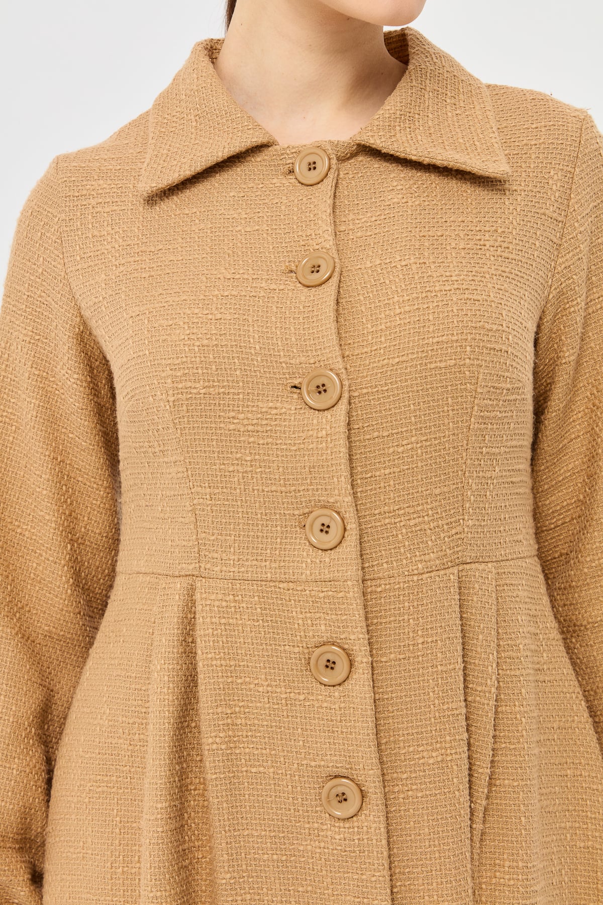 Önü Düğmeli Chanel Trenç - Camel