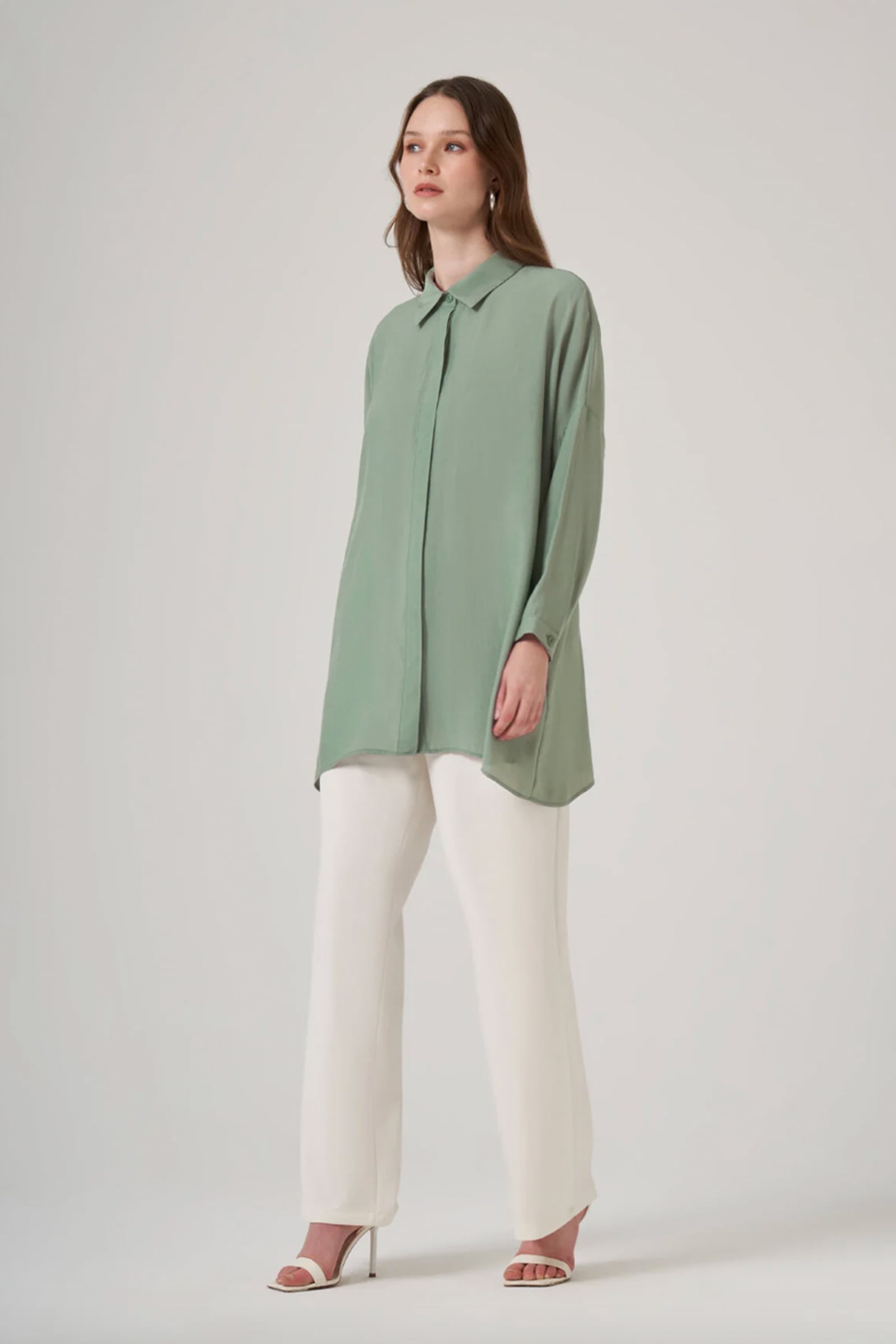 Oversize Gömlek - Küf Yeşili