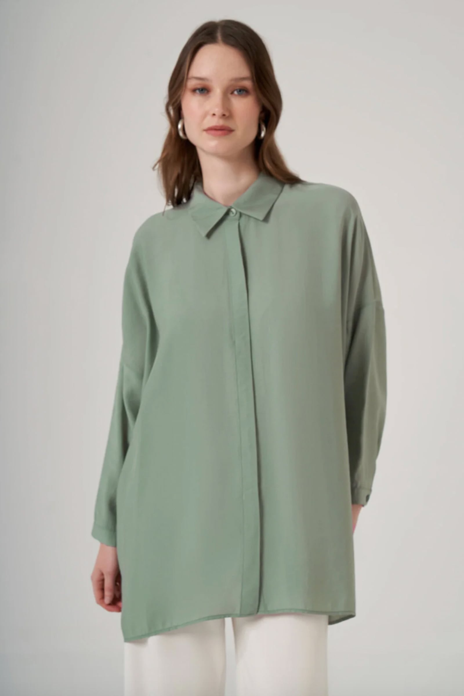 Oversize Gömlek - Küf Yeşili