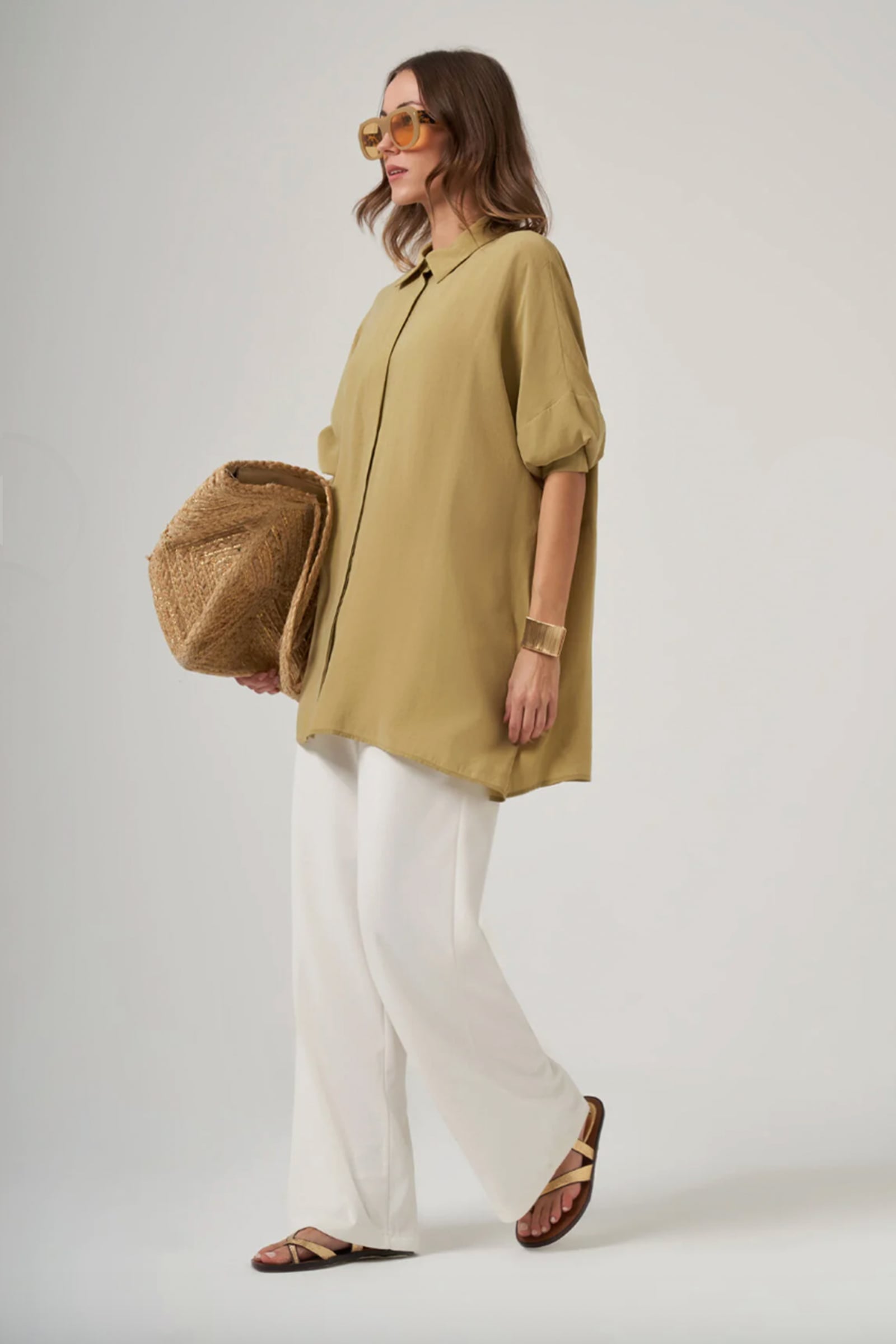 Oversize Gömlek - Olive