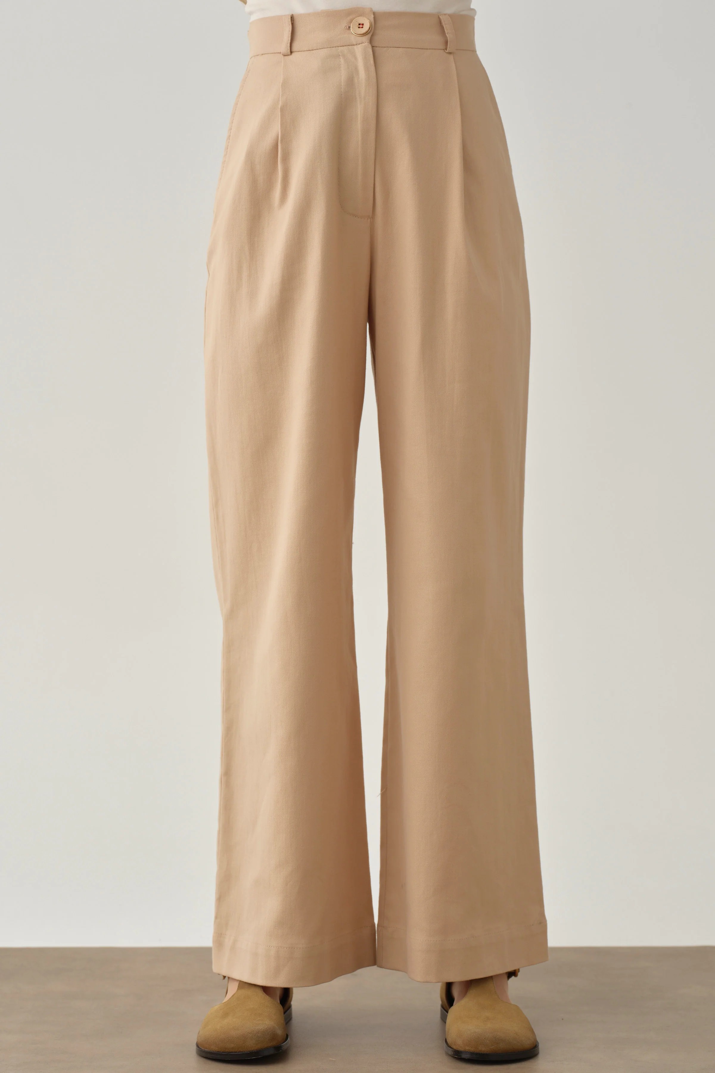 Pile Detaylı Pantolon - Bej