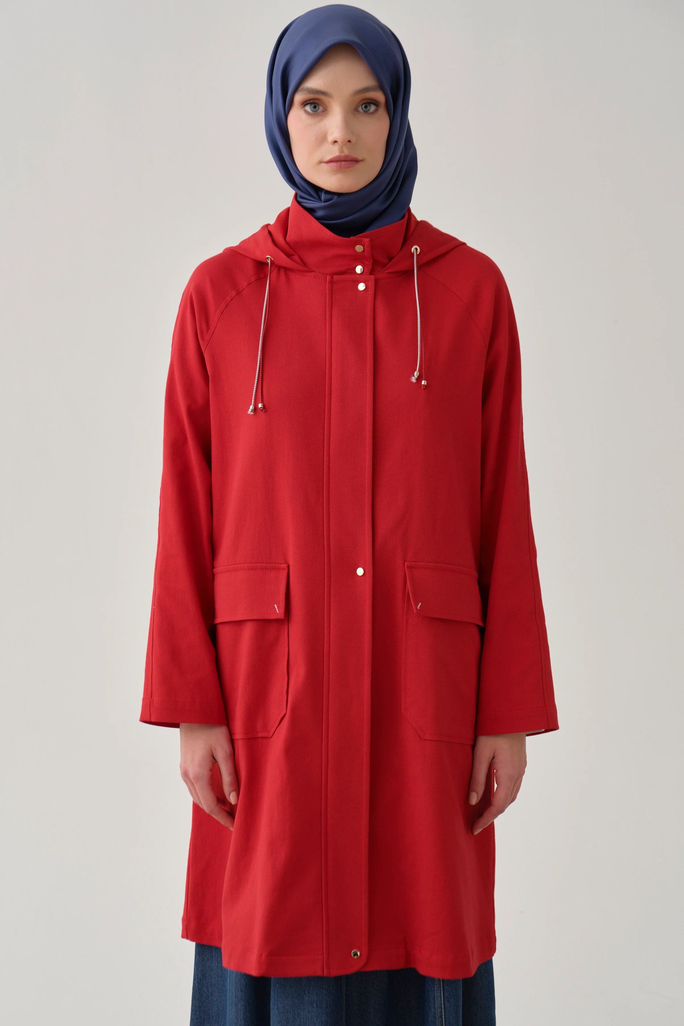 Reglan Kollu Yağmurluk - Mercan
