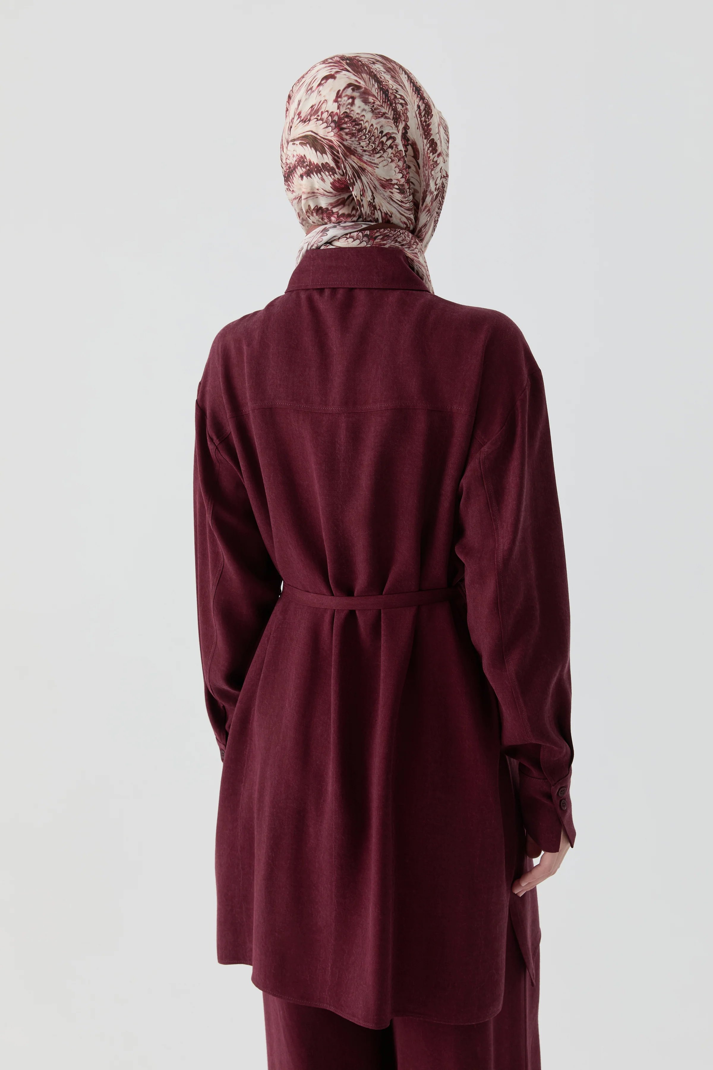 Robalı İnce Kemerli Tunik - Bordo