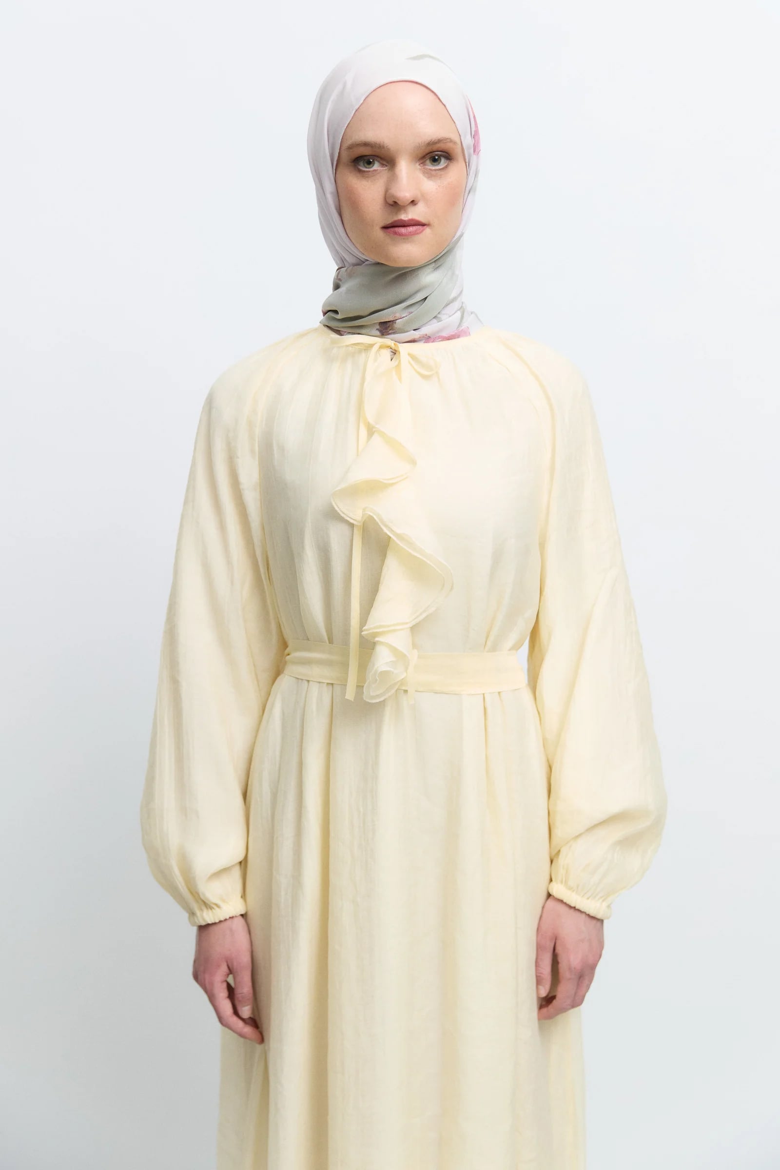 Volanlı Elbise - Sarı