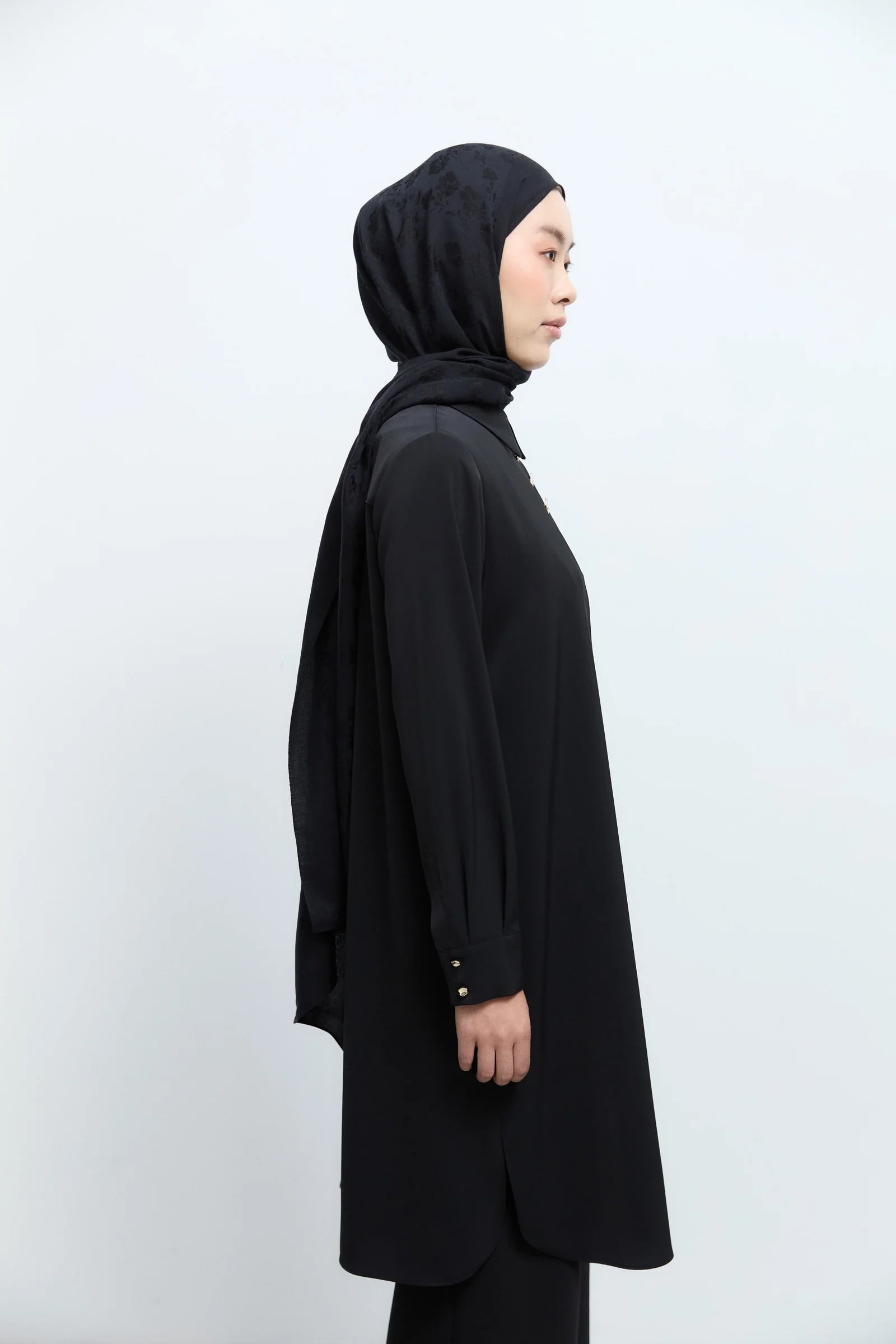 Yanları Yırtmaçlı Tunik - Siyah