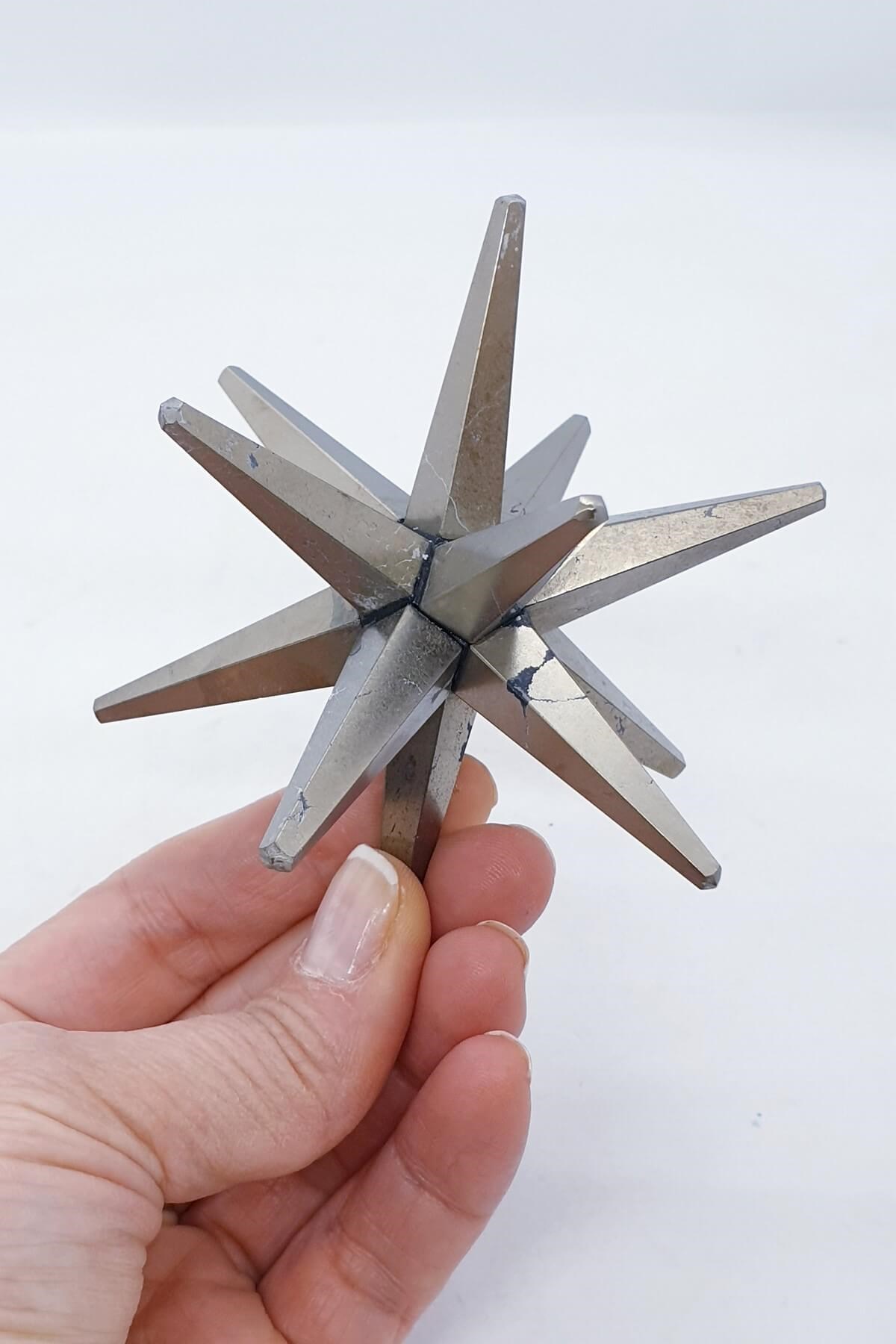 12 Noktalı Merkaba Yıldızı Pirit Doğal Taş