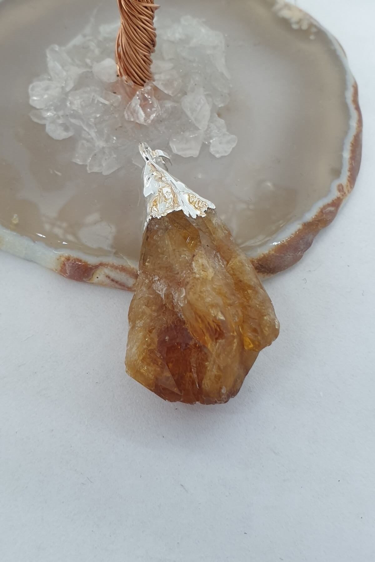 4-6 GR. Dişli Sitrin Ham Taş Kolye Ucu