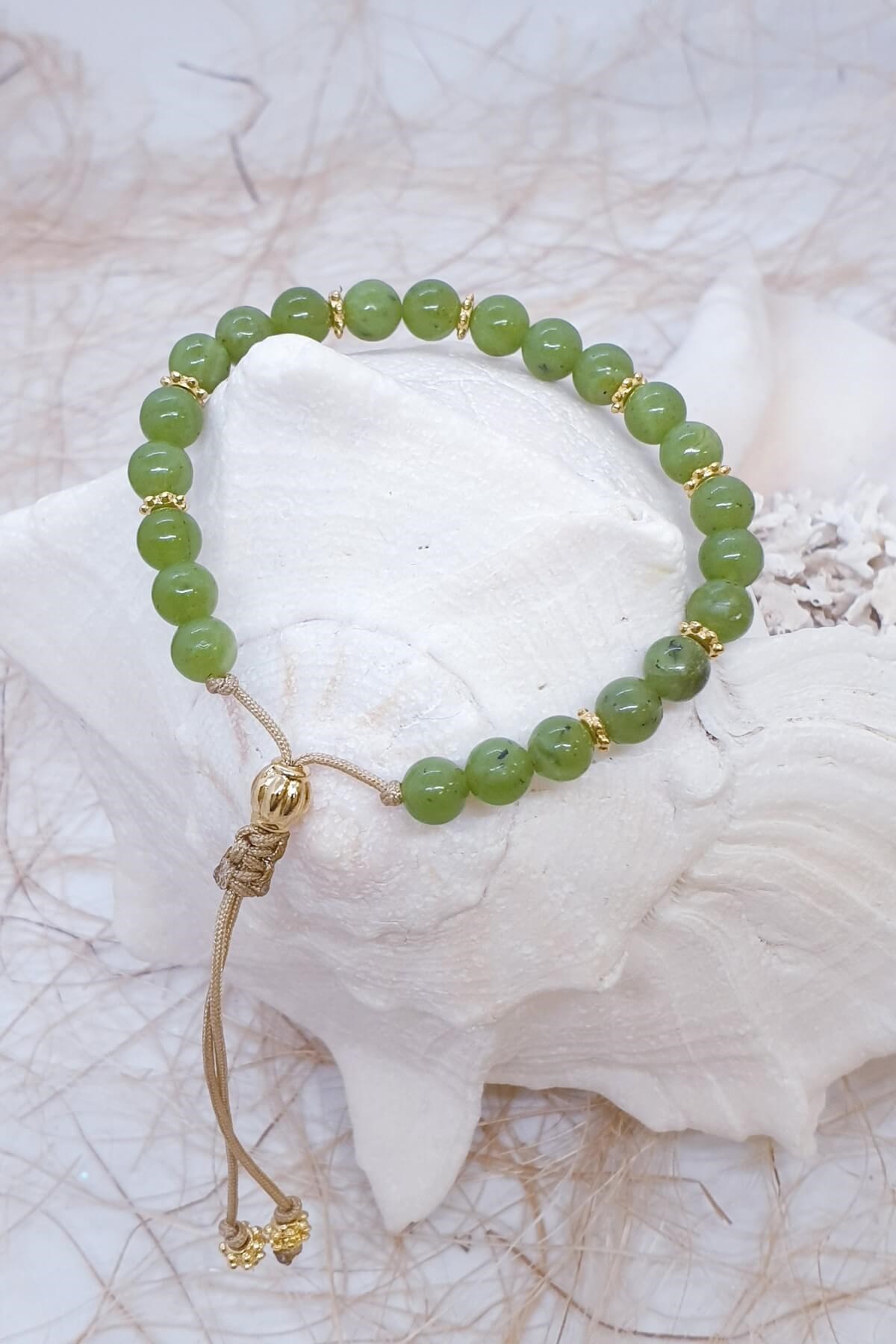 6 mm Canada Yeşimi Doğal Taş Bileklik