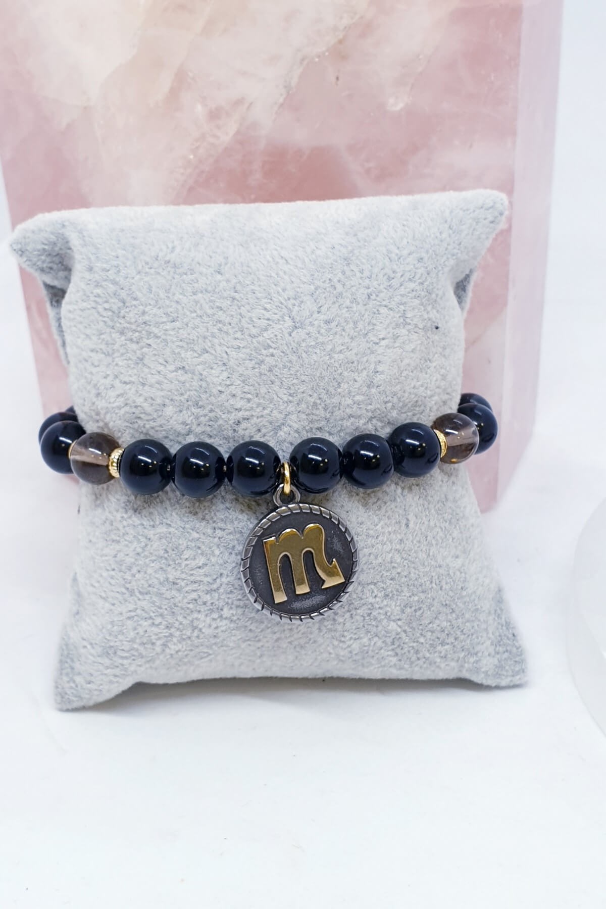 Akrep Burcu Dumanlı Kuvars ve Obsidyen Dopal Taş Bilekliği