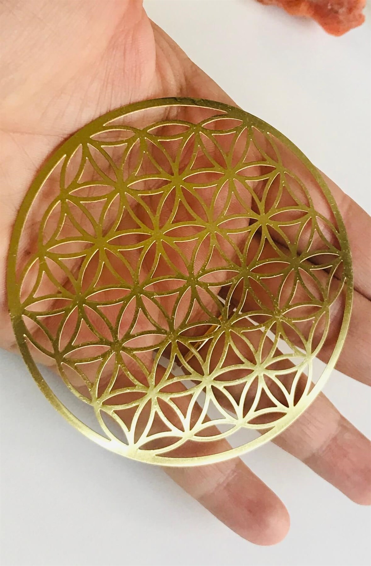 Altın Kaplama Yaşam Çiçeği metal Kristal Izgara Plaka