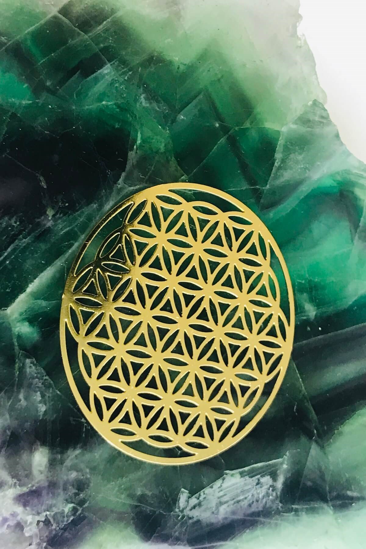 Altın Kaplama Yaşam Çiçeği metal Kristal Izgara Plaka
