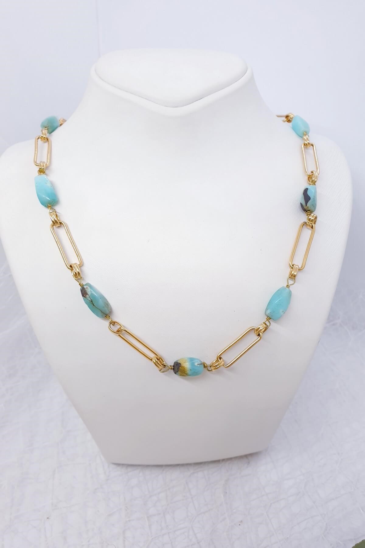 Amazonit Doğal Taş Butik Kolye