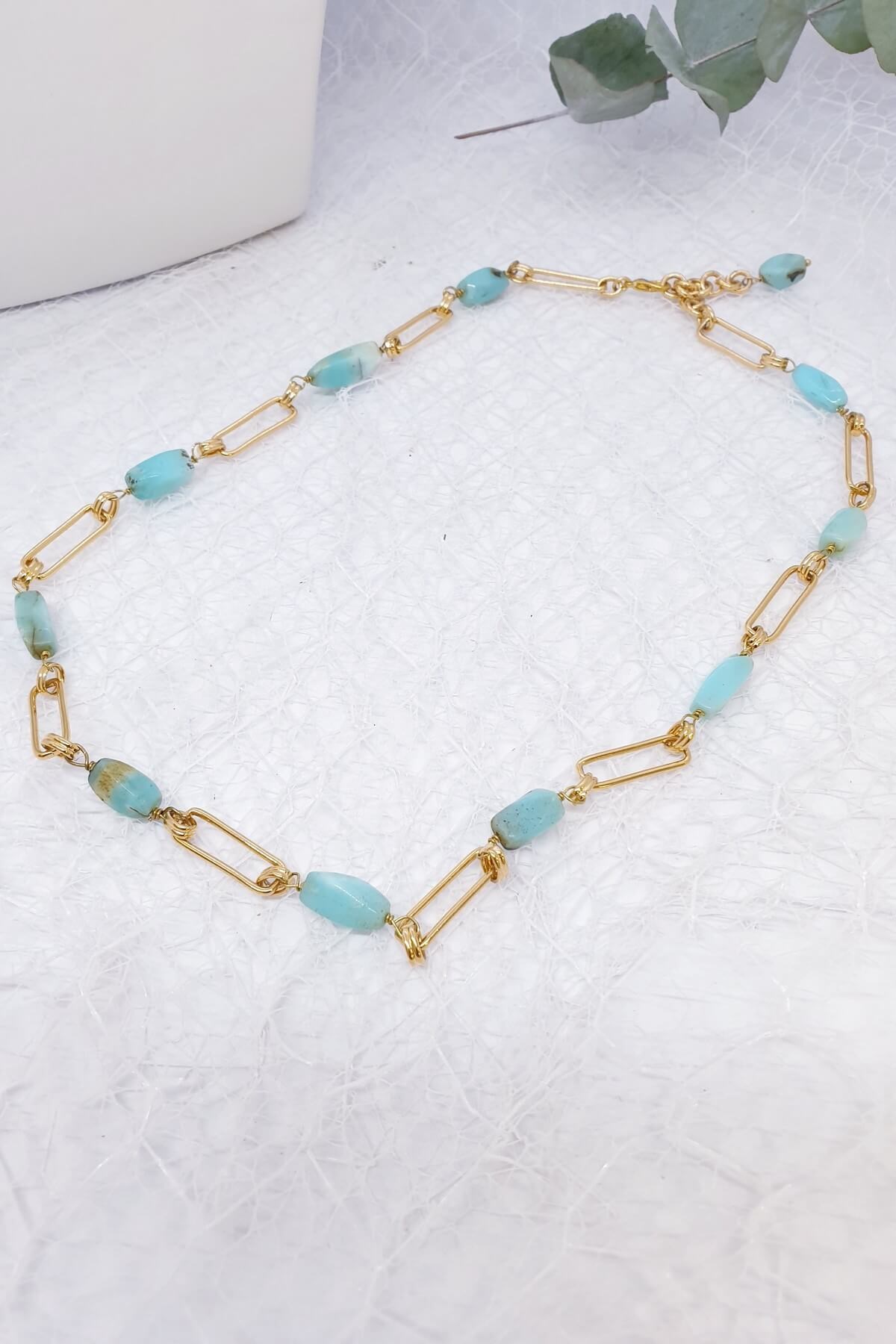 Amazonit Doğal Taş Butik Kolye