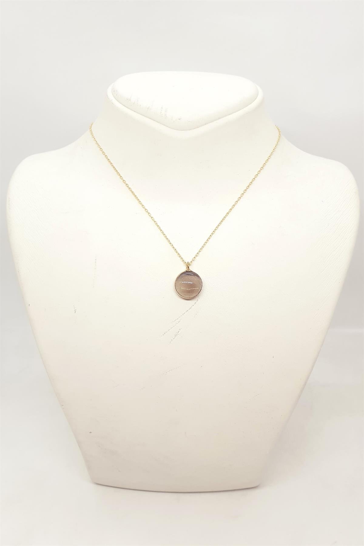 Dumanlı Kuvars Tamburlanmış Kristal Kolye