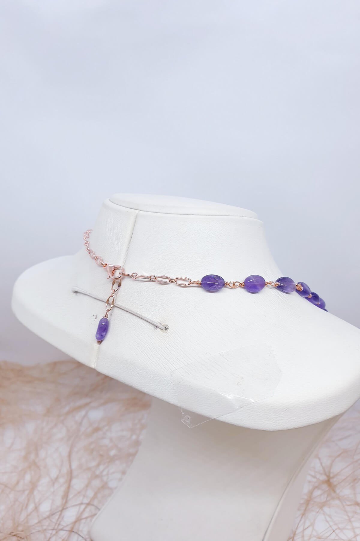 Elegant Ametist Doğal Taşlı Deniz Yıldızlı Kolye Uculı 