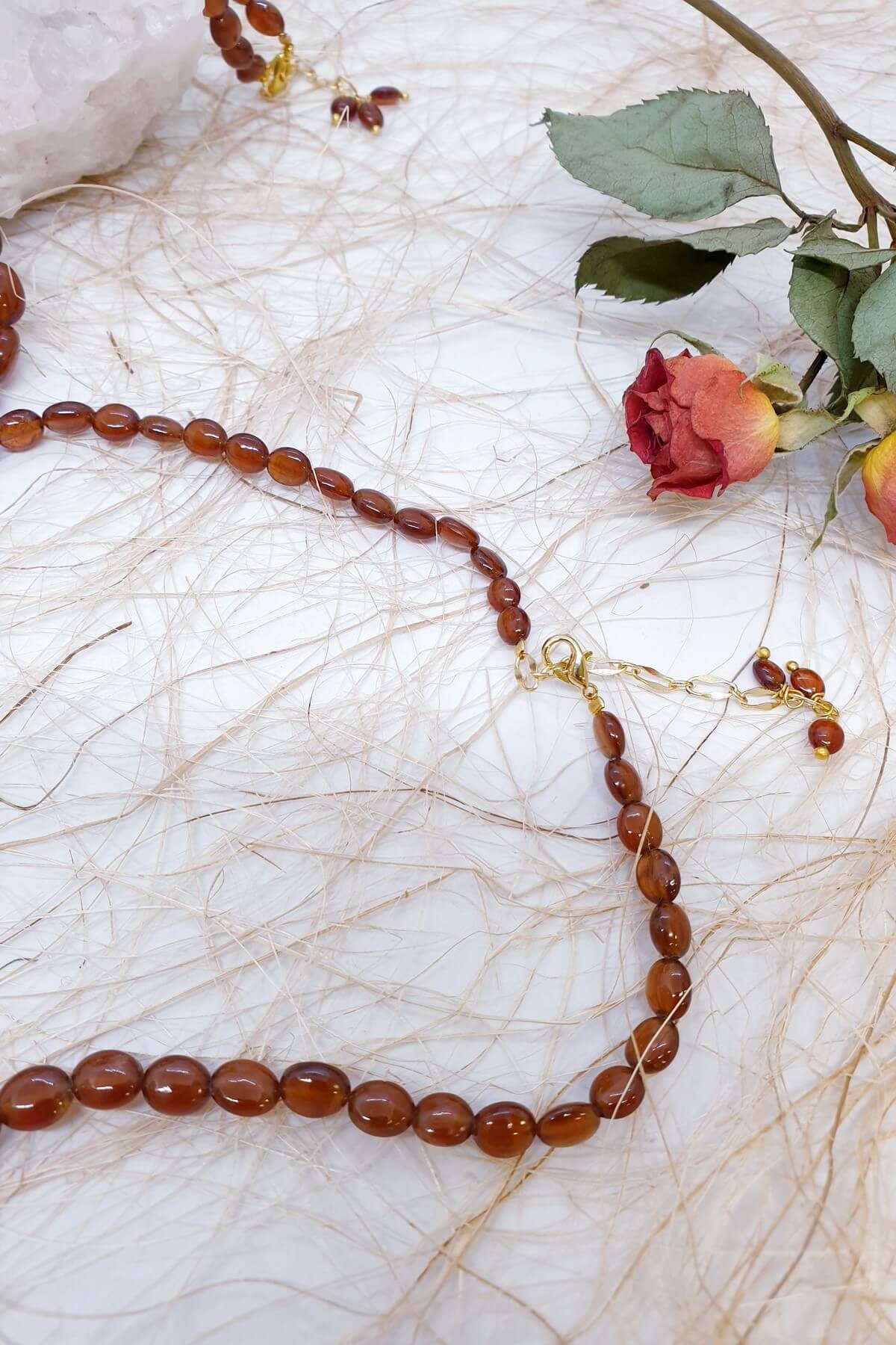 Elegant Kahverengi Turmalin Doğal Taş Kolye