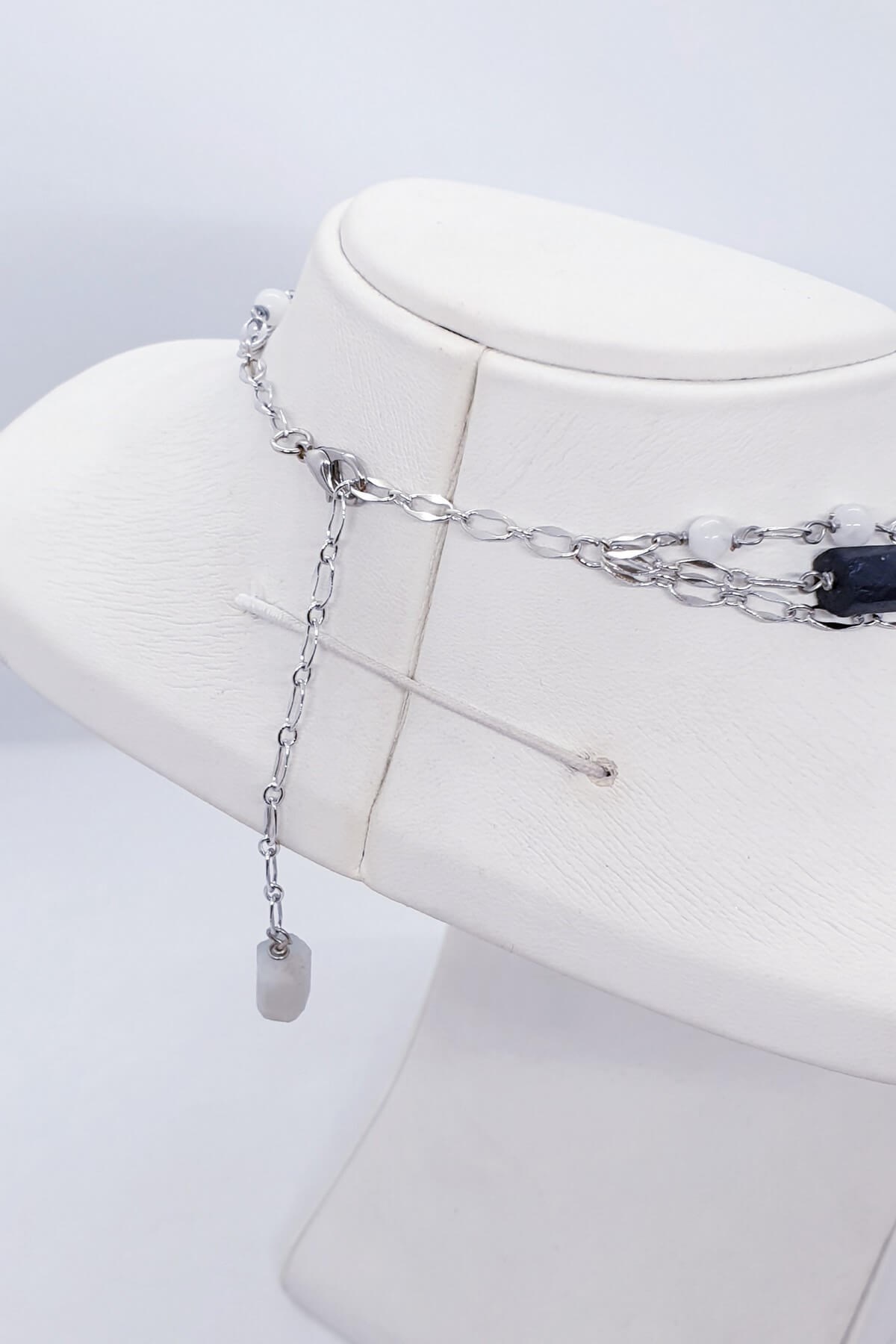 Elegant Siyah Turmalin Moon Stone Kolye