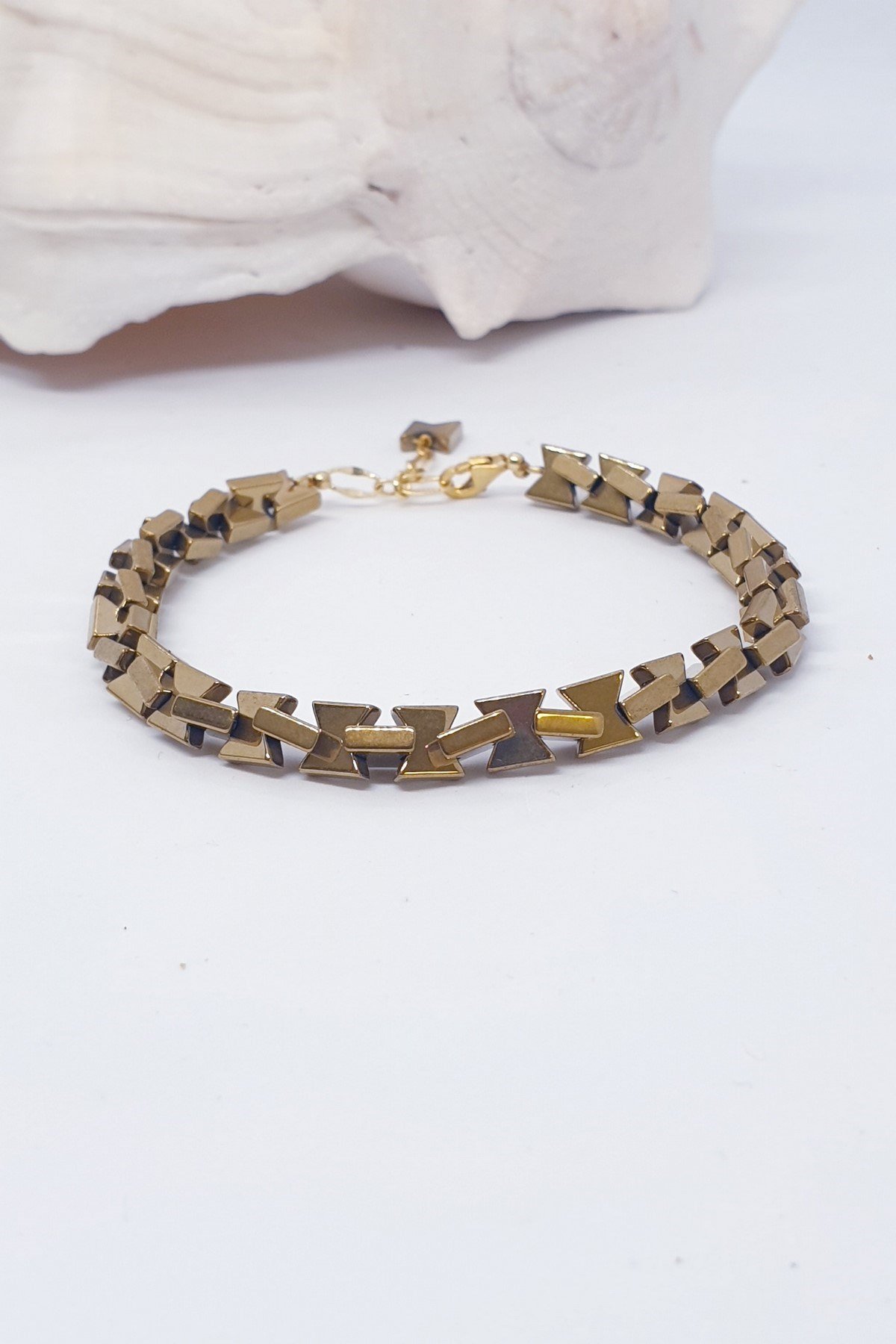 Geometrik Hematit Bileklik