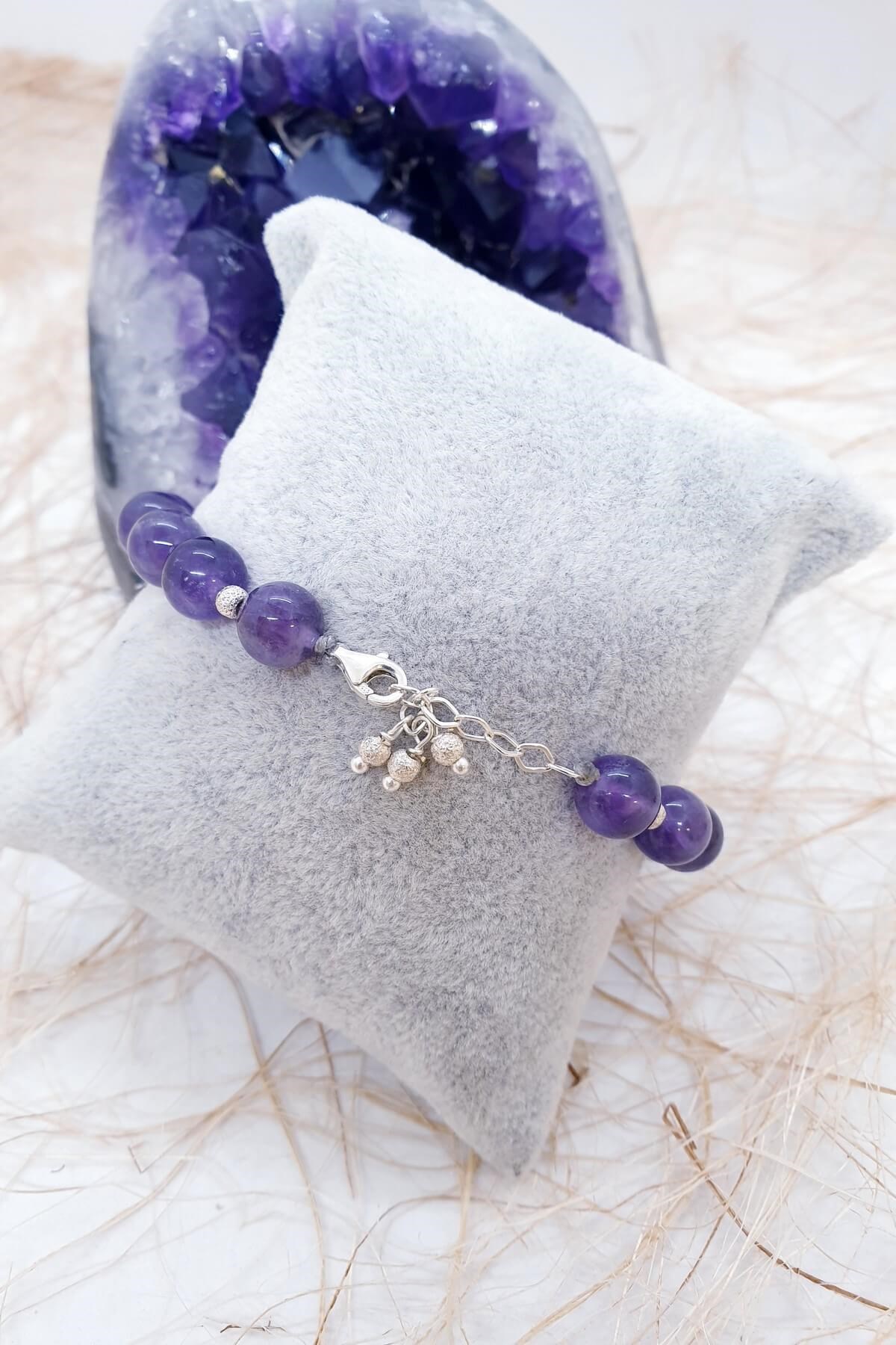 Gül Straz Taş Detay Ametist Bileklik