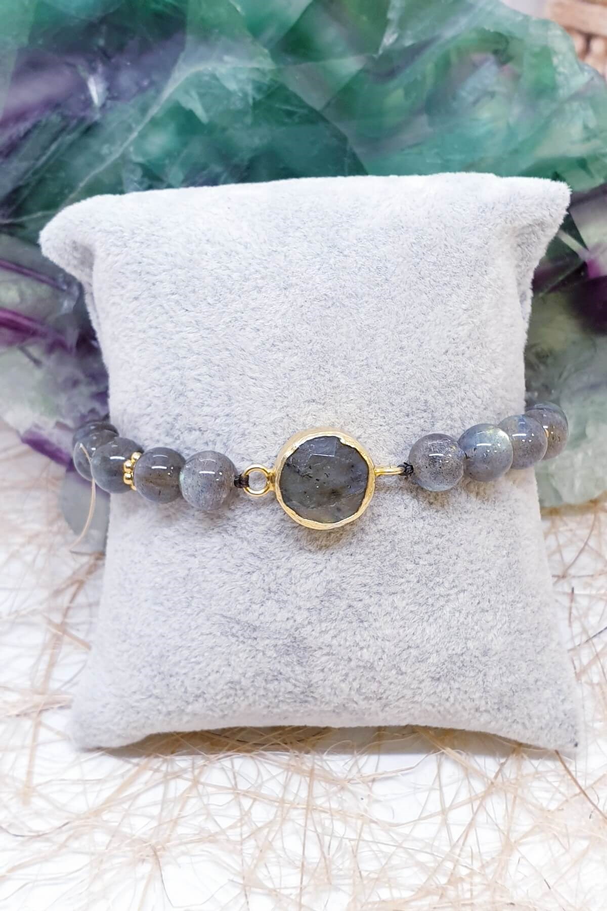 Gümüş Labrodorit Doğal Taş Bileklik