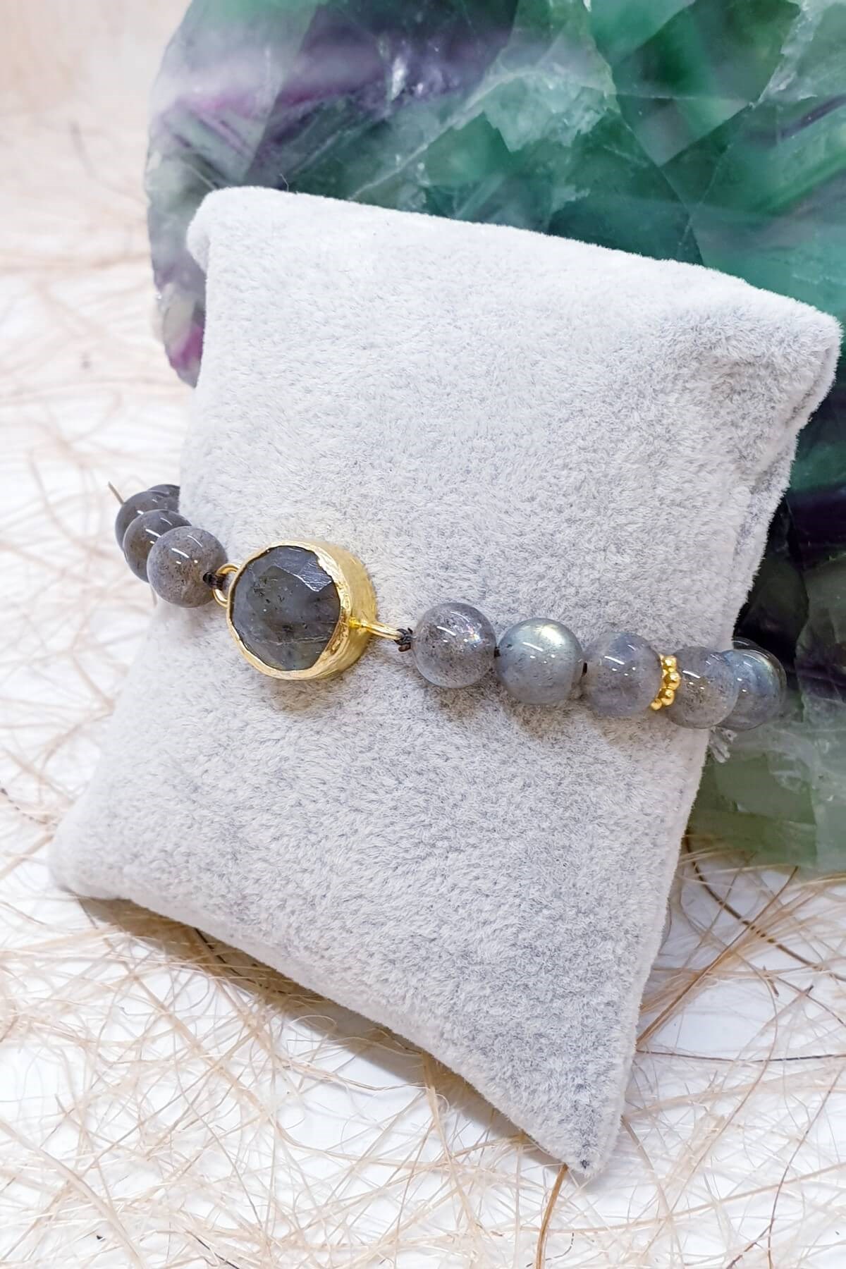 Gümüş Labrodorit Doğal Taş Bileklik