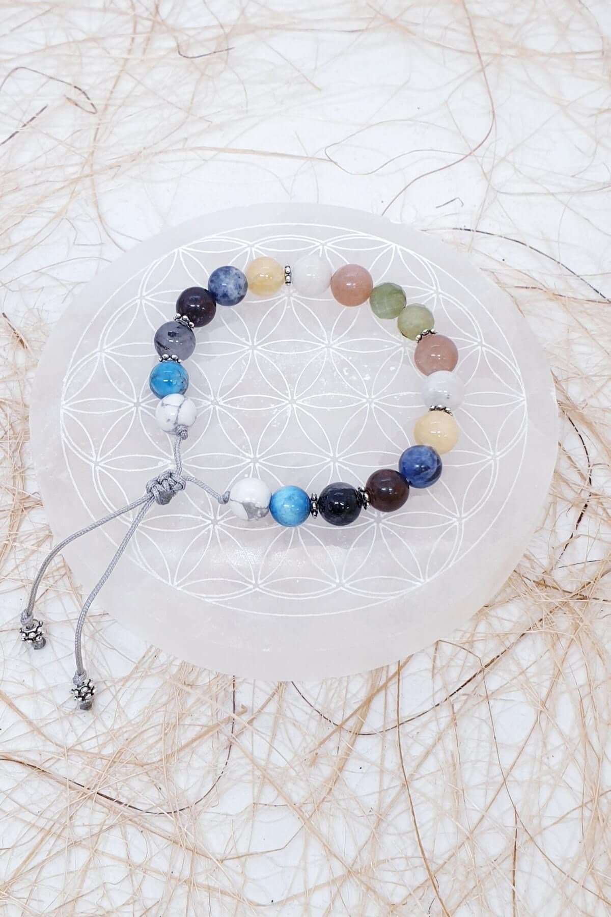 Hafifliyorum İnceliyorum Sağlıklıyım Doğal Taş Niyet Bilekliği