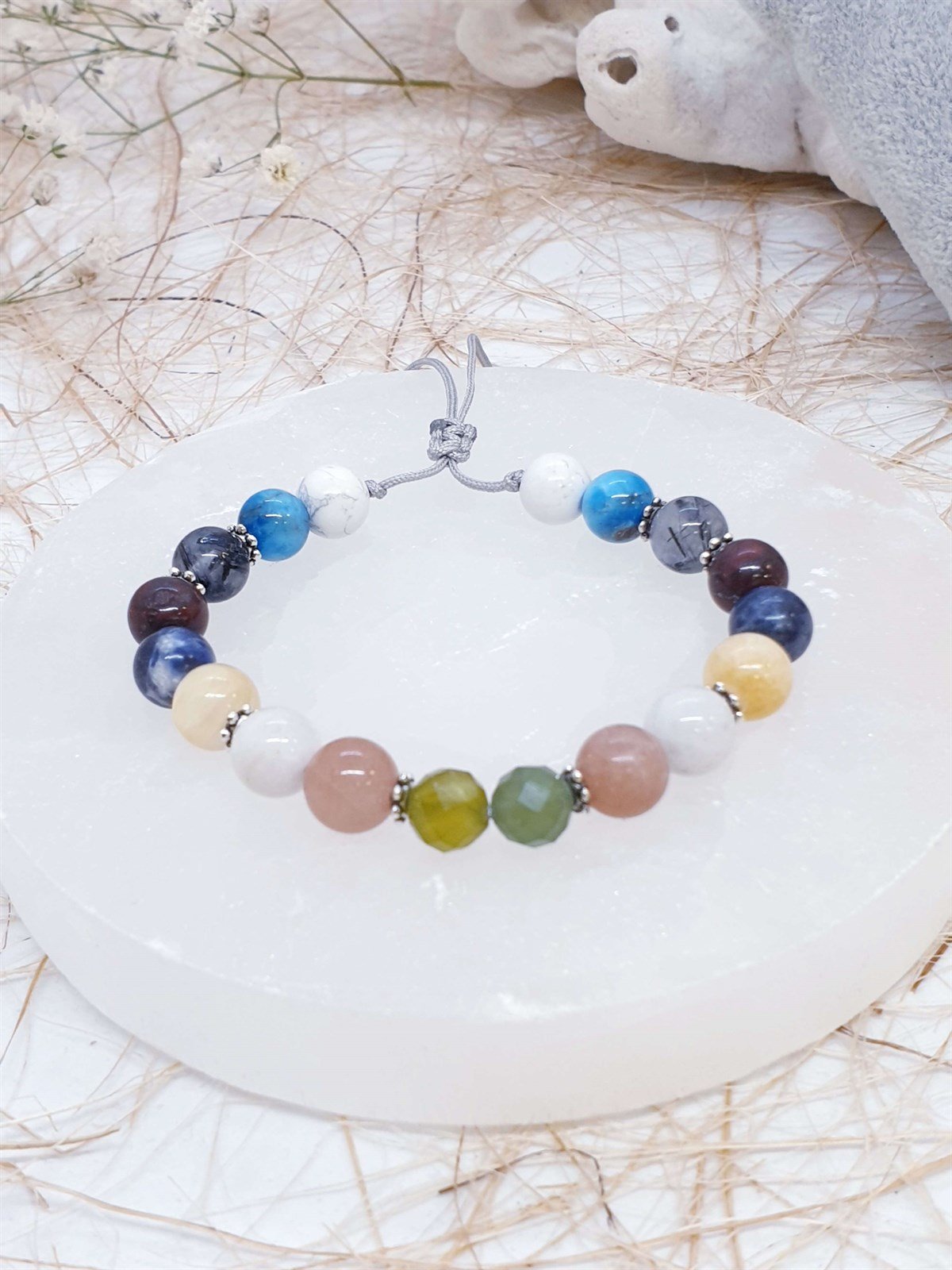 Hafifliyorum İnceliyorum Sağlıklıyım Doğal Taş Niyet Bilekliği