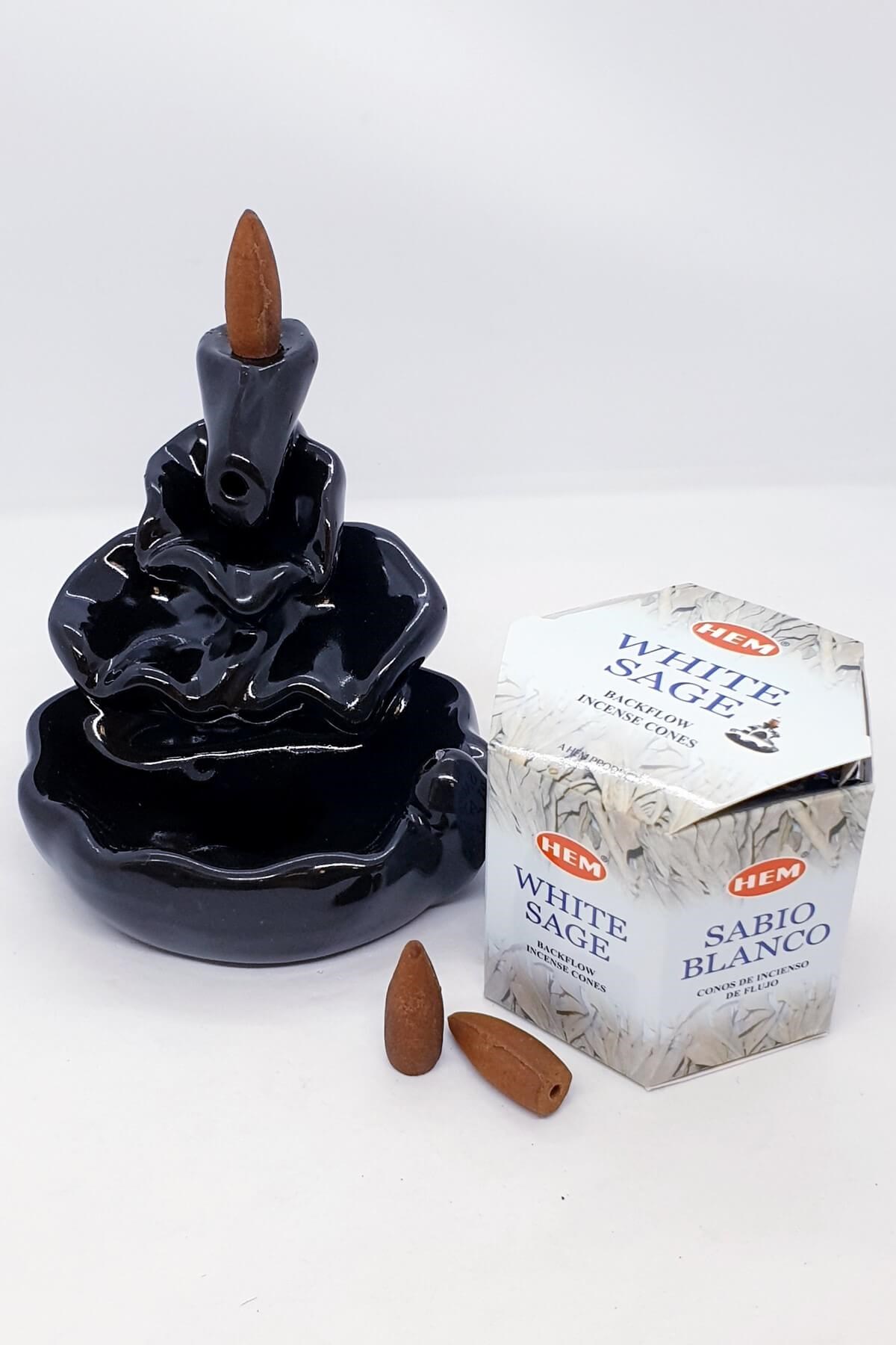 Hem Geri Dönüşümlü White Sage 40 Konik Tütsü