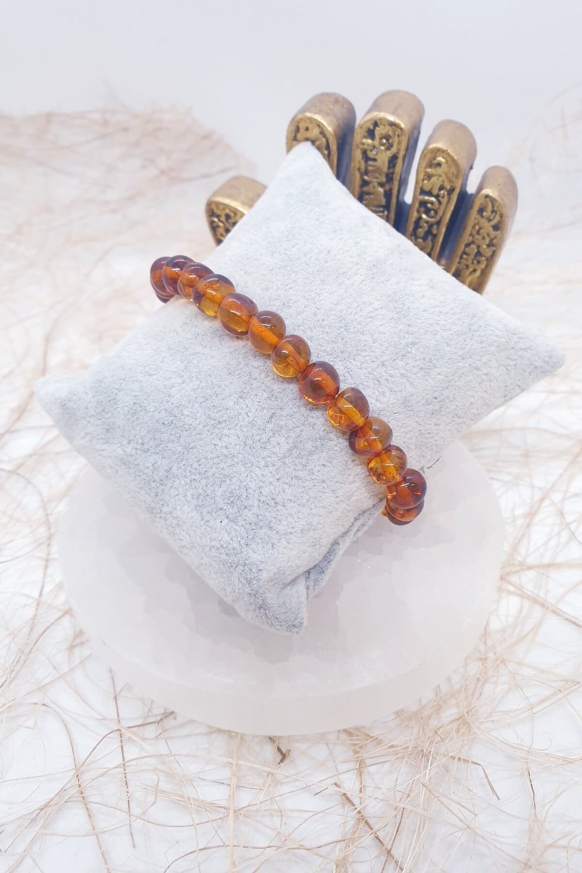 Kehribar 6 mm Doğal Taş Bileklik