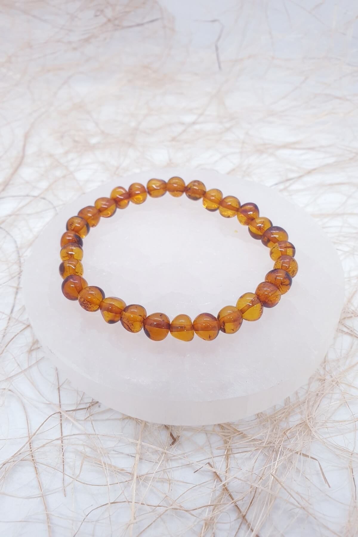 Kehribar 6 mm Doğal Taş Bileklik