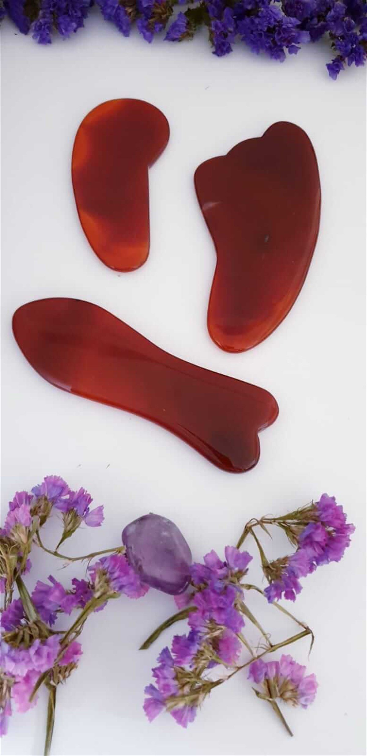 Kırmızı Akik Balık Gua Sha Masaj Tarağı 